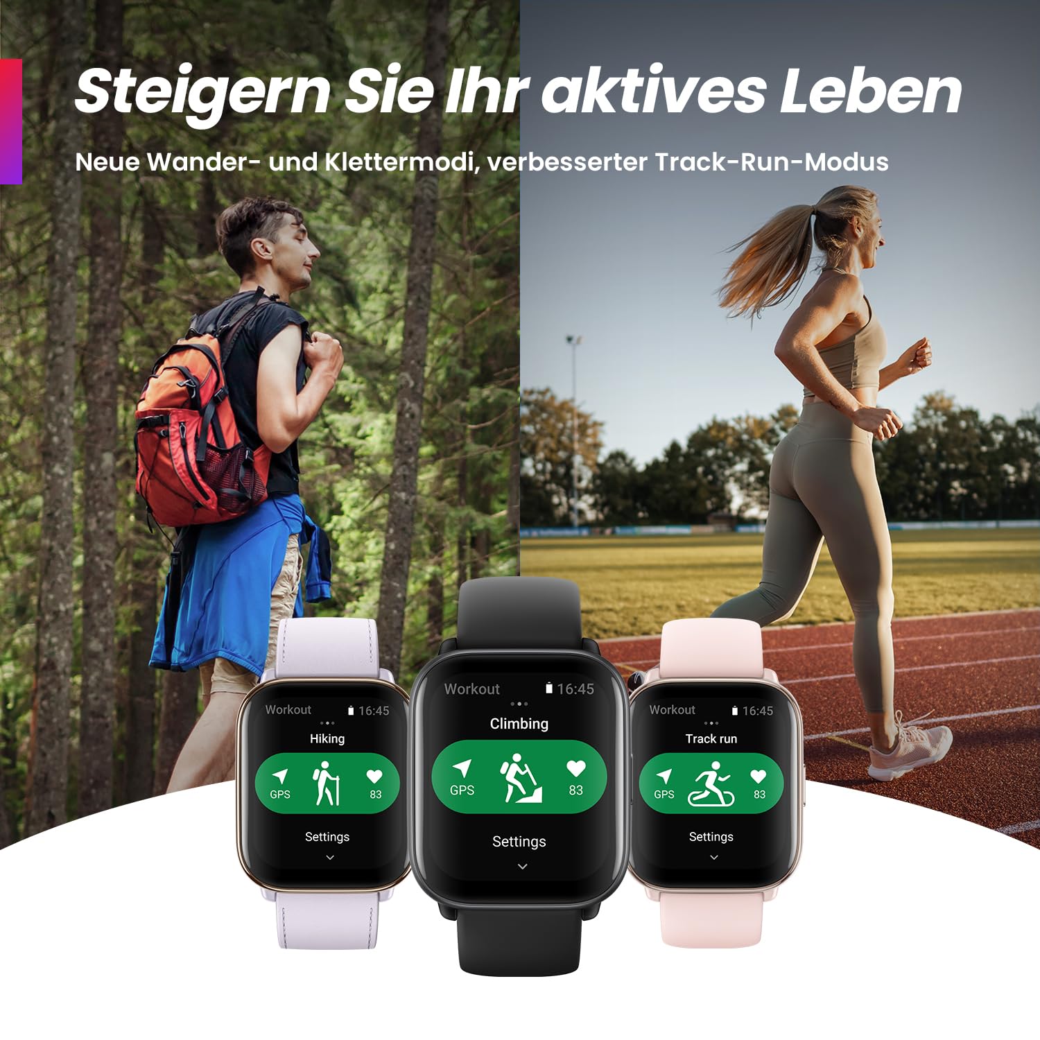 Amazfit Active Smartwatch mit AI-Fitness-Trainer, Dual-Band GPS, Routennavigation, Bluetooth-Anruf, Musikspeicher, 14-Tage-Akku, 1,75" AMOLED-Display & Alexa-fähig, Zepp Coach, Midnight Black