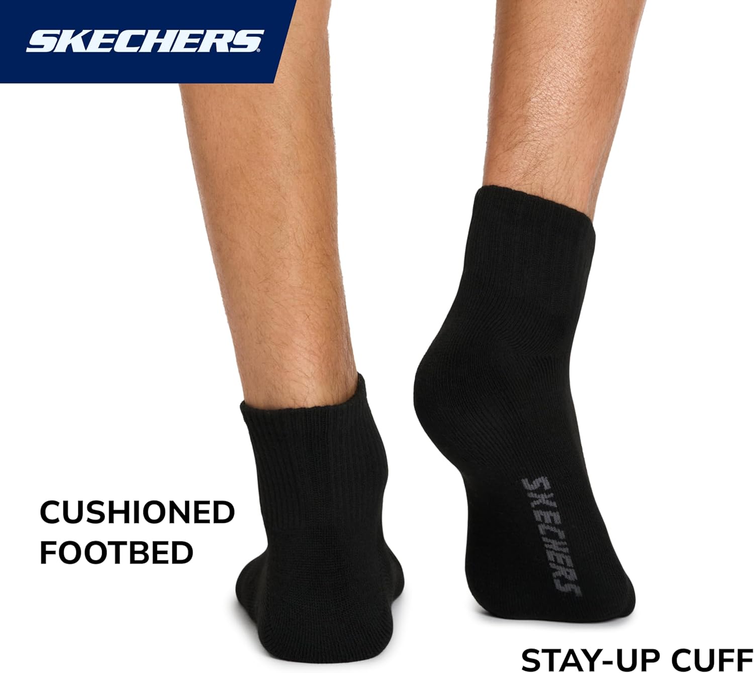 Skechers mens 10-pack Half Terry Classic Quarter Crew Socks, Comfort-fit & Cushioned Footbed - Image 4