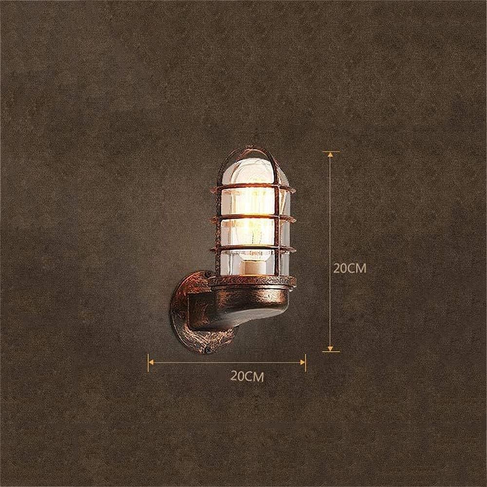 Applique Murale Industrielle en Bronze Antique avec Cage en métal et Abat-Jour en Verre E27 pour Balcon, Jardin, terrasse, Villa Victoria Iron Art