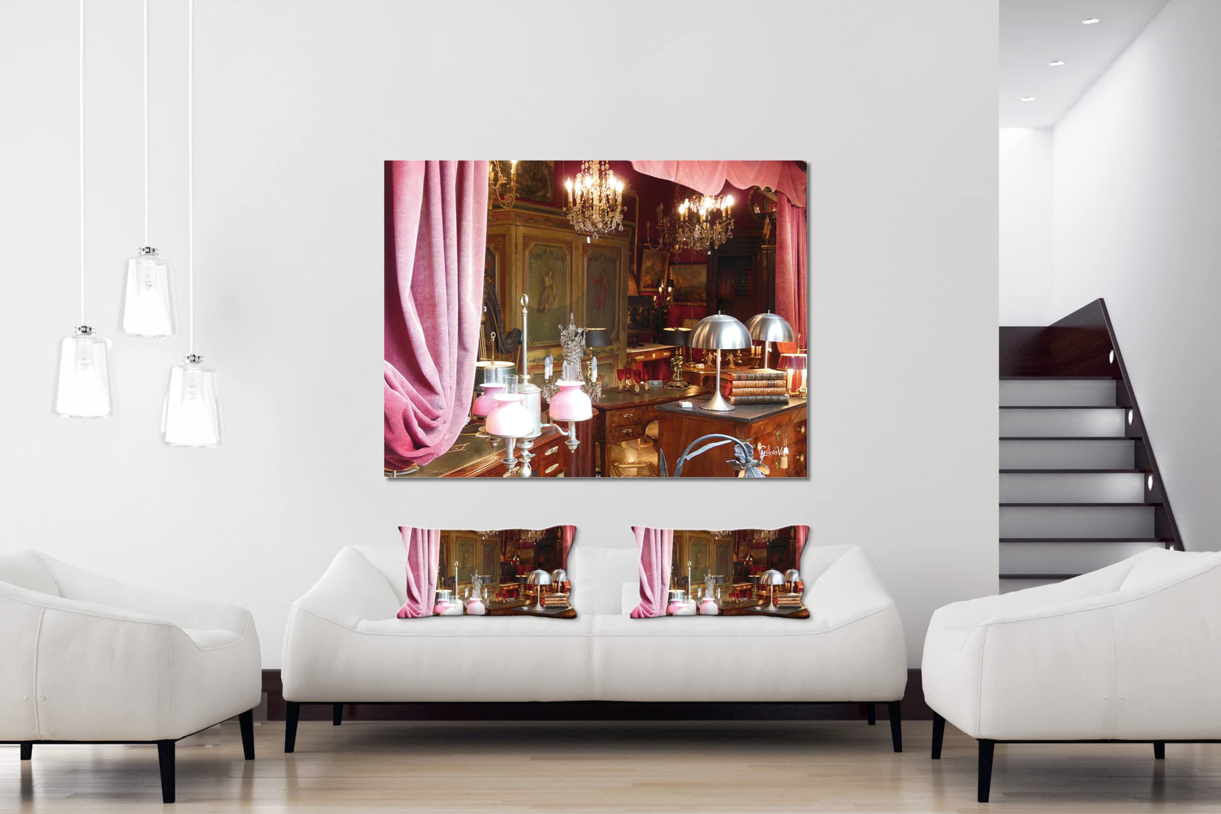 Alte Zeiten - Foto-Kissen-Hülle Set (2 STK.) 80 x 40 cm | Kissen-Bezüge - passend zu Wandbild - Deko-Kissen - Paris Romantik Nostalgie
