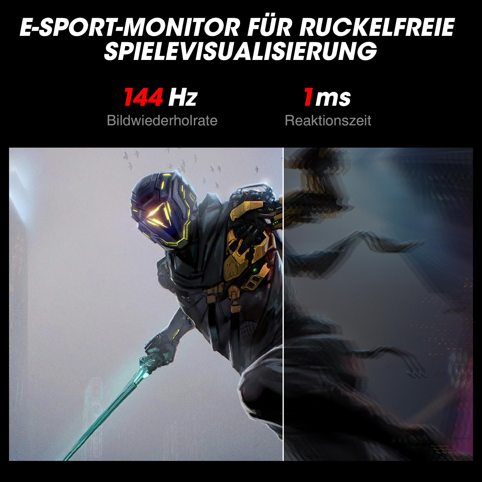 KOORUI Monitor Gaming 27 pollici, QHD 144 Hz Schermo, 1ms, DCI-P3 90% Farbumfangs, Adaptive Sync, 2560x1440, HDMI, DisplayPort, Eye-Care, VESA 75 x 75