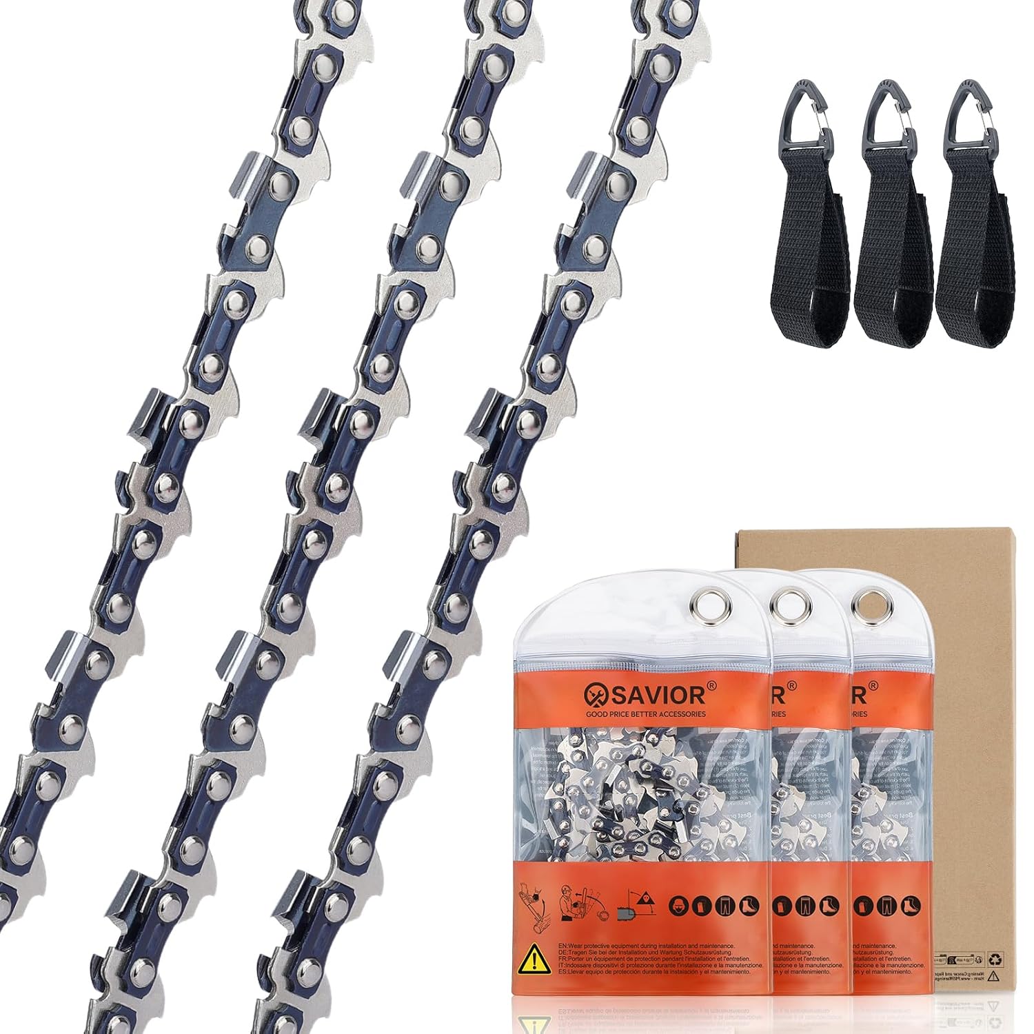 SAVIOR 3 Stück MS170 Sägeketten 3/8″LP 1,1 mm 44 TG für 30 cm Schiene, Rückschlagsarme Ketten Kompatibel mit Stihl MSE170C MS192T MS194T, 3610 000 0044