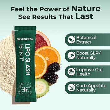 OxyEnergy LIPO Slash 16-in-1 Natural Weight Loss Supplement, 30 Packets
