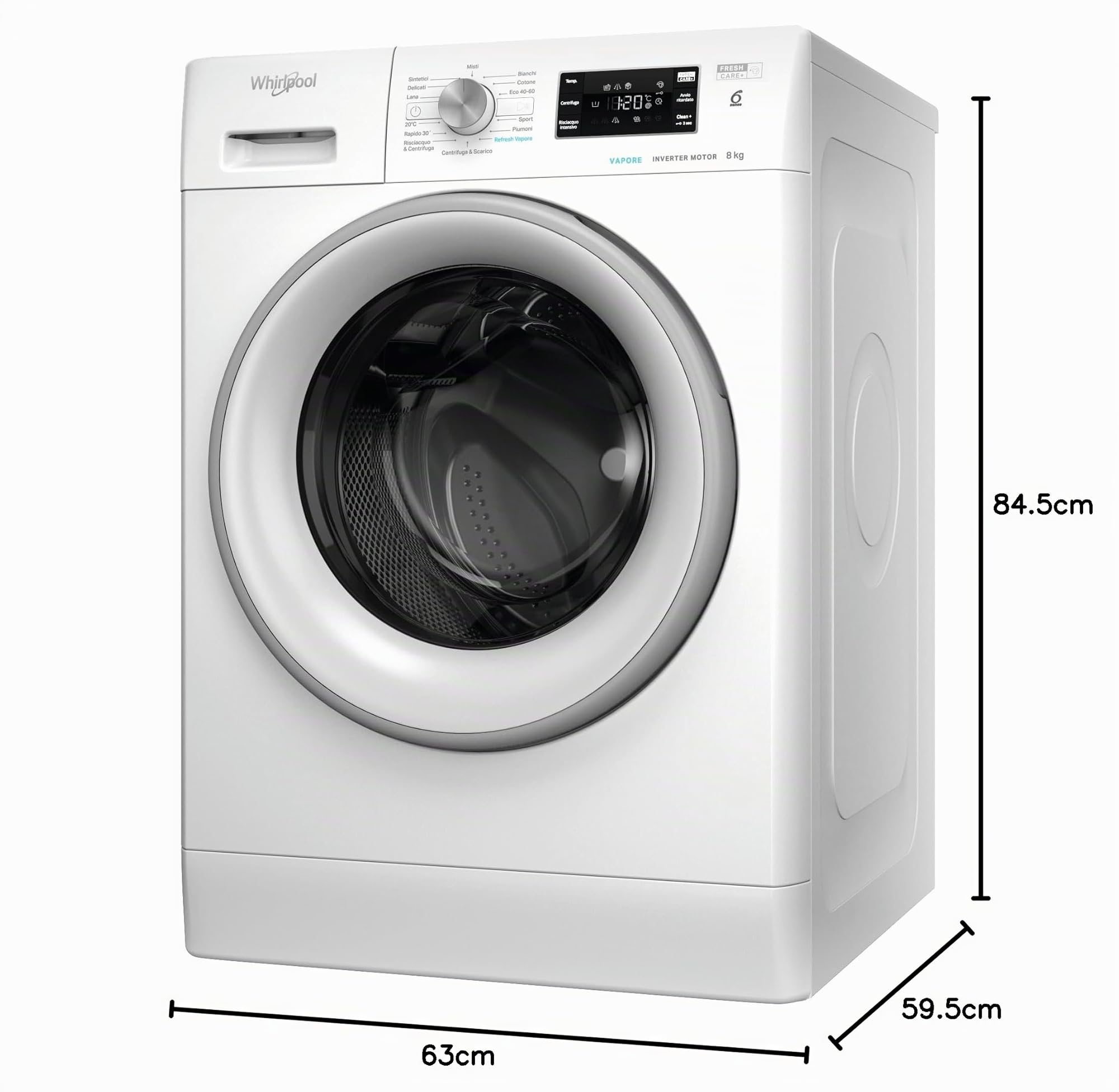 Whirlpool Lavatrice 8kg Inverter 6?se. Vapore A 1400 Giri Ffb 846 Sv It