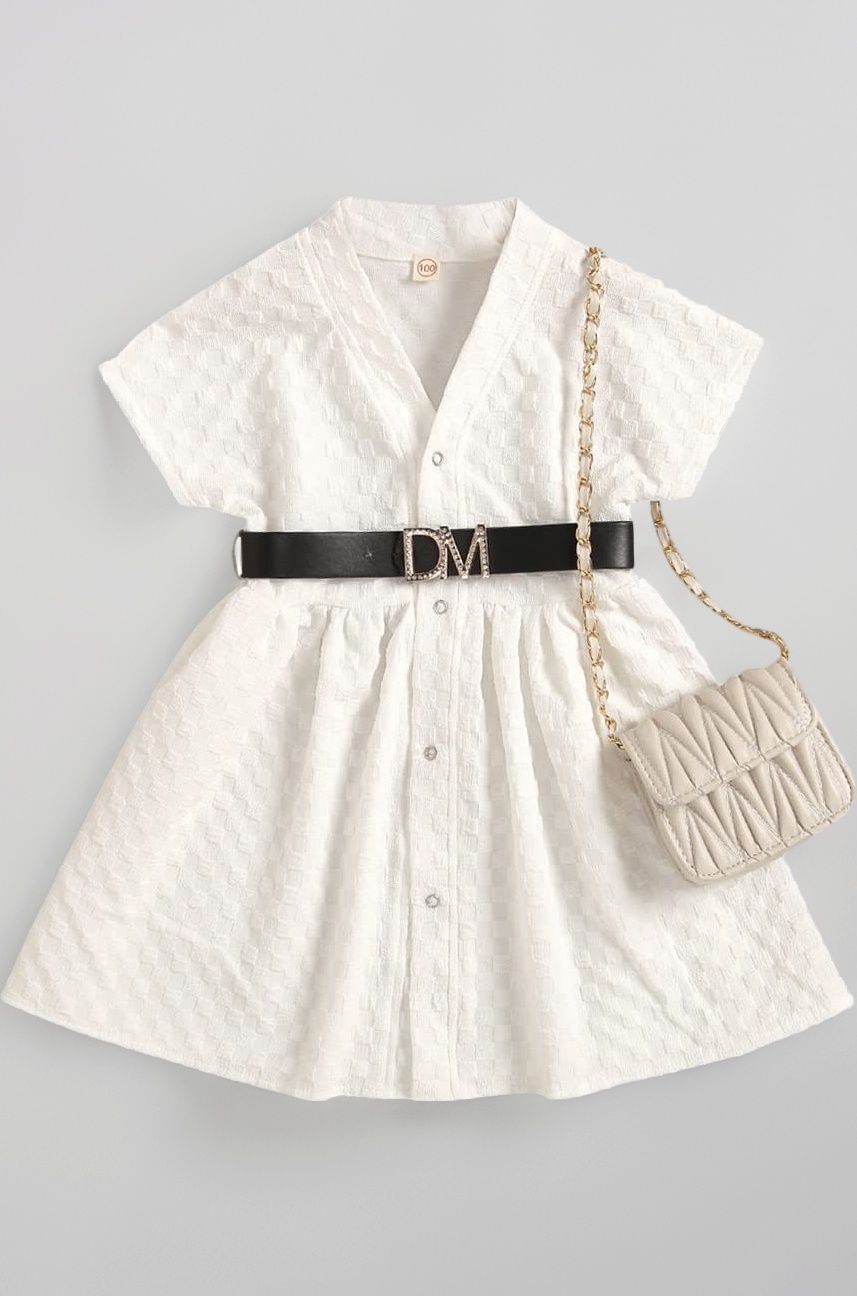 Hopscotch Girls White Knee-Length Dress – Polyester, ₹1149