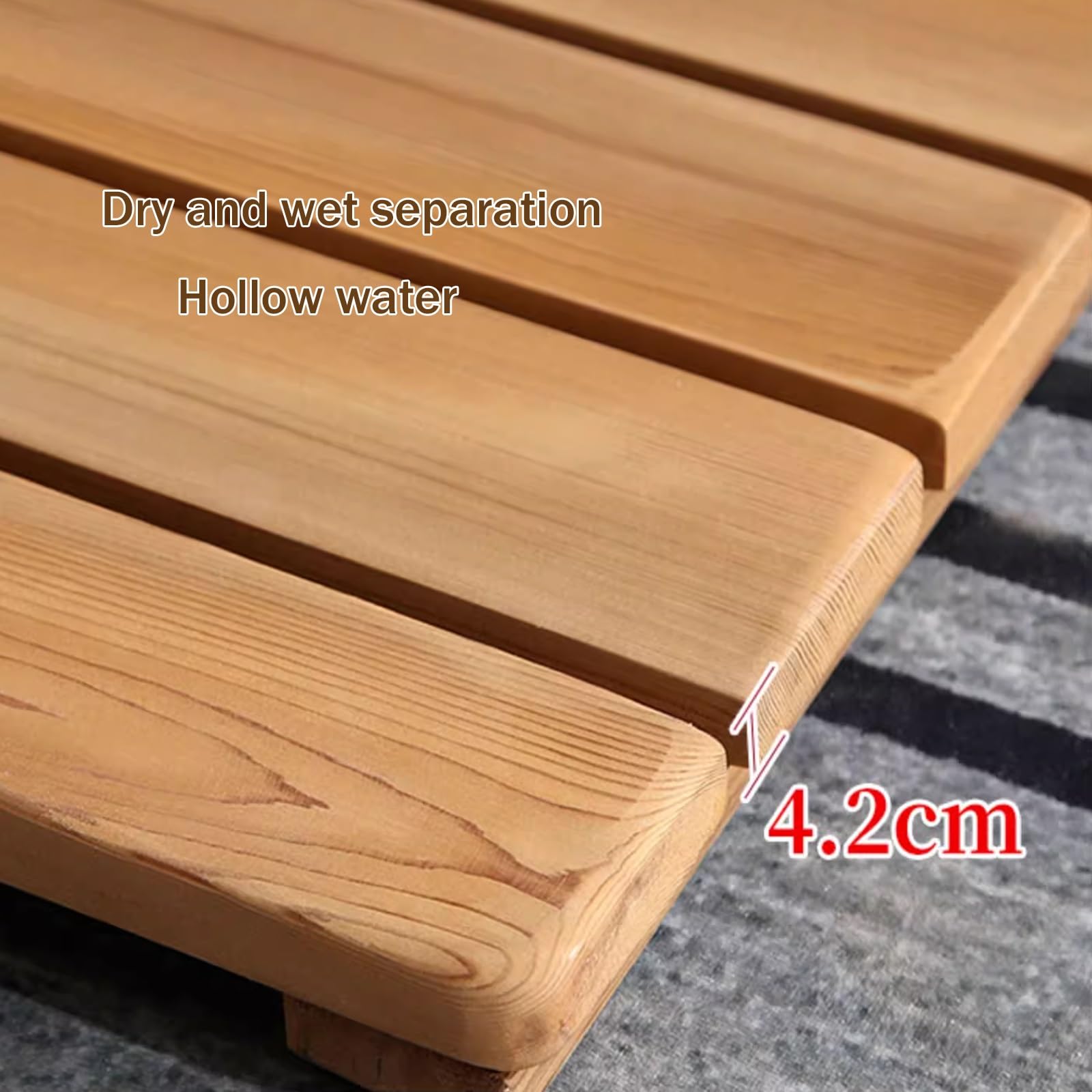 QWEASDF Pedana per Doccia,Tappeto Doccia Antiscivolo,pedana Doccia Legno,Tappetino Doccia Antiscivolo Doccia per Doccia in Legno Naturale, Piedini in Legno antisci(W50xL50cm/W20xL20in)