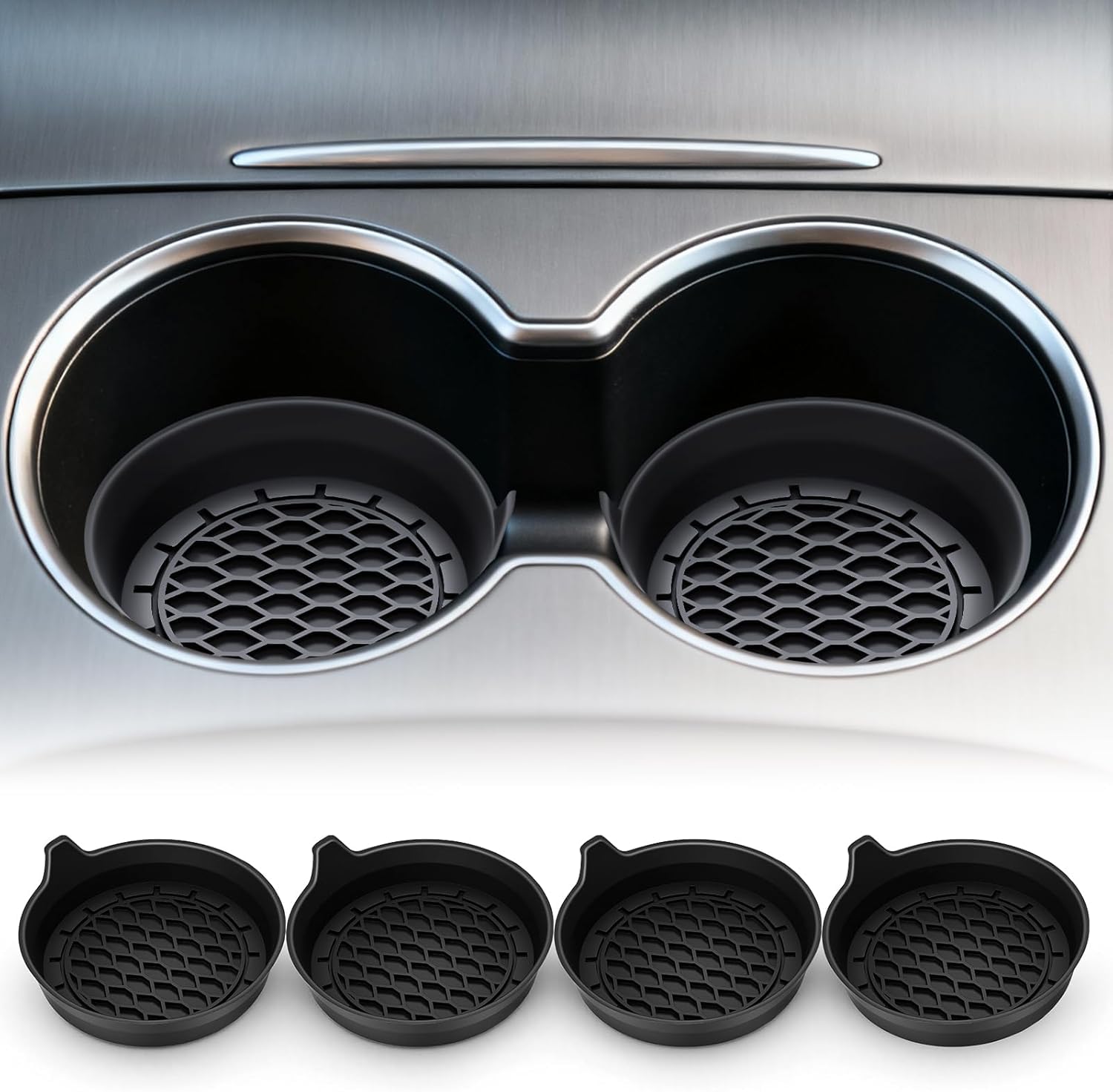 OUTMX 4 pcs Car Cup Holder Coaster for 2023-2026 Chevrolet Colorado & GMC Canyon, Recessed Silicone Cupholder Coaster Anti-Slip Design Car Accessories Interior