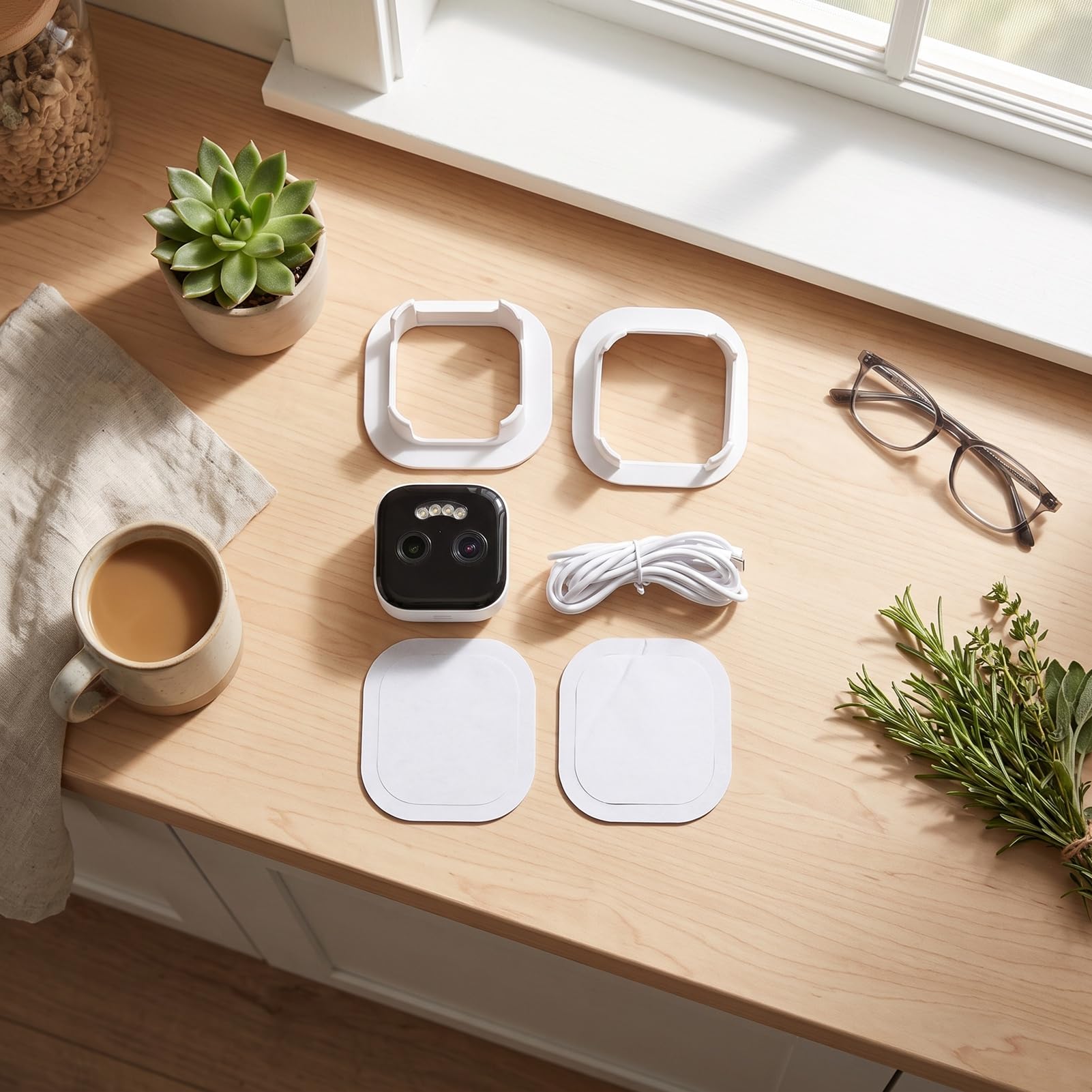 XUMIUZIY Kamera do Monitoringu Okiennego, Podwójny Obiektyw 2K 3MP z | Obsługuje Wi-Fi 2.4G/5G, Wykrywanie Ruchu PIR, Dwukierunkowe Audio, Widzenie Kolorów w Nocy, łatwy montaż Bez Wiercenia w