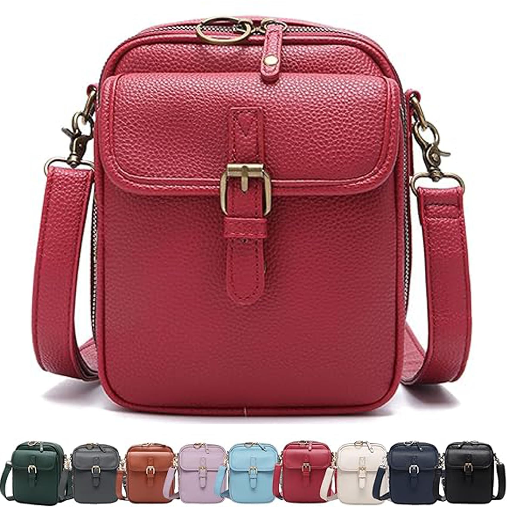 Colaboración 1 Crossbody bolso de cuero, Casual Crossbody bolso para las mujeres, Vintage Anti robo monedero con 10 ranura para tarjetas