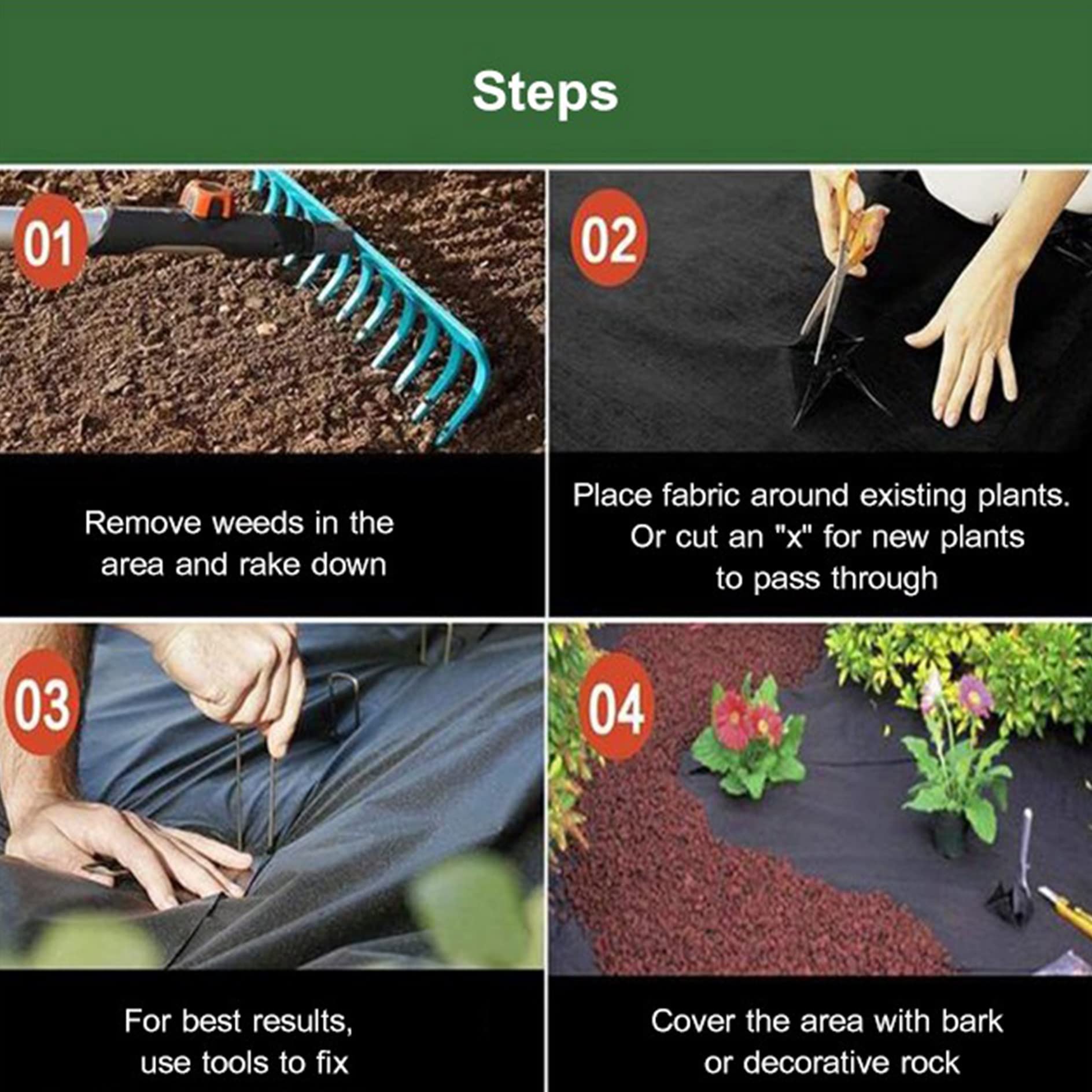 Membrane Anti-Mauvaises Herbes 2m X 10m - Tissu Perméable Résistant Aux UV - Pour Jardins, Terrasses, Allées