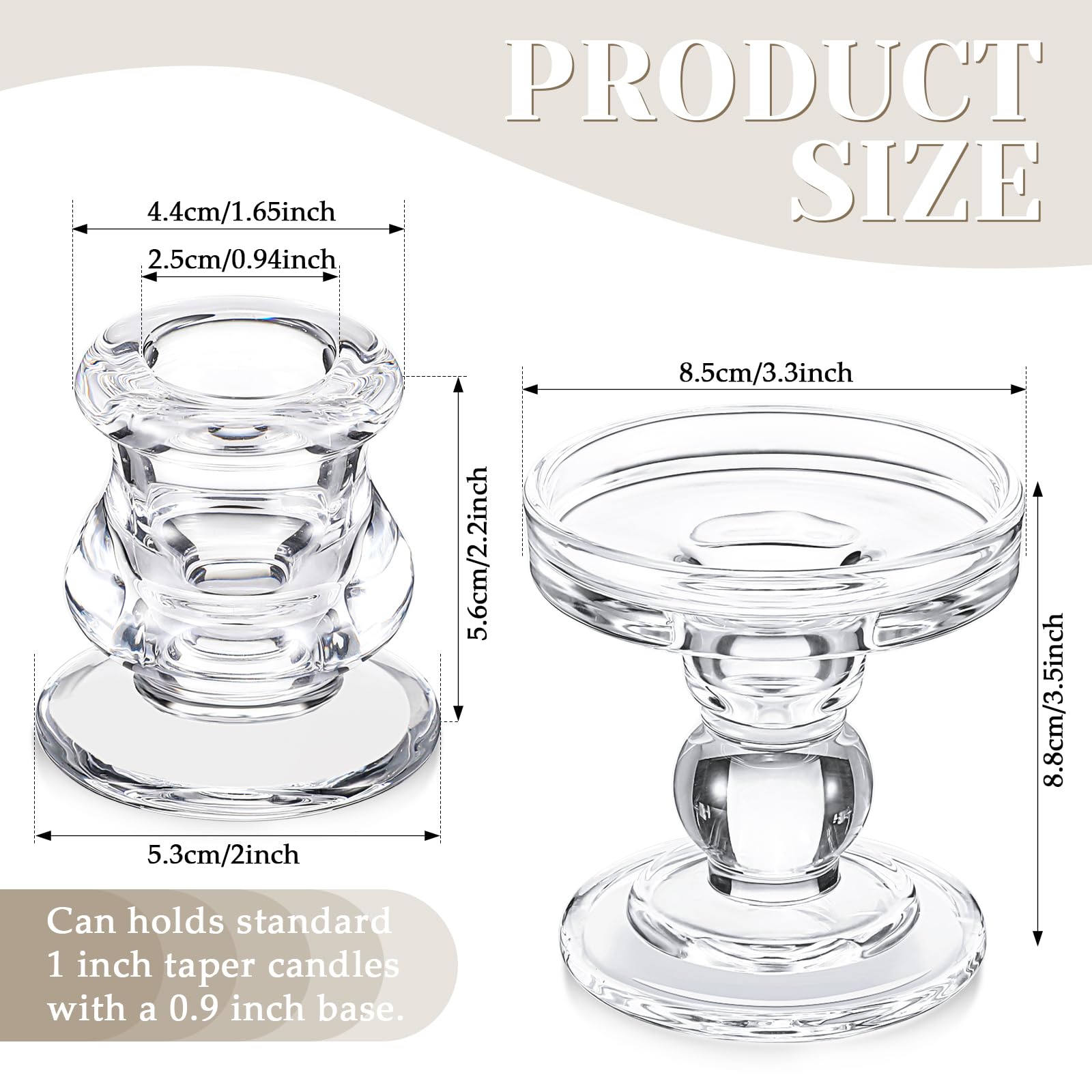 Lot de 2 bougeoirs en forme de cloche et de dôme pour bougies rétro