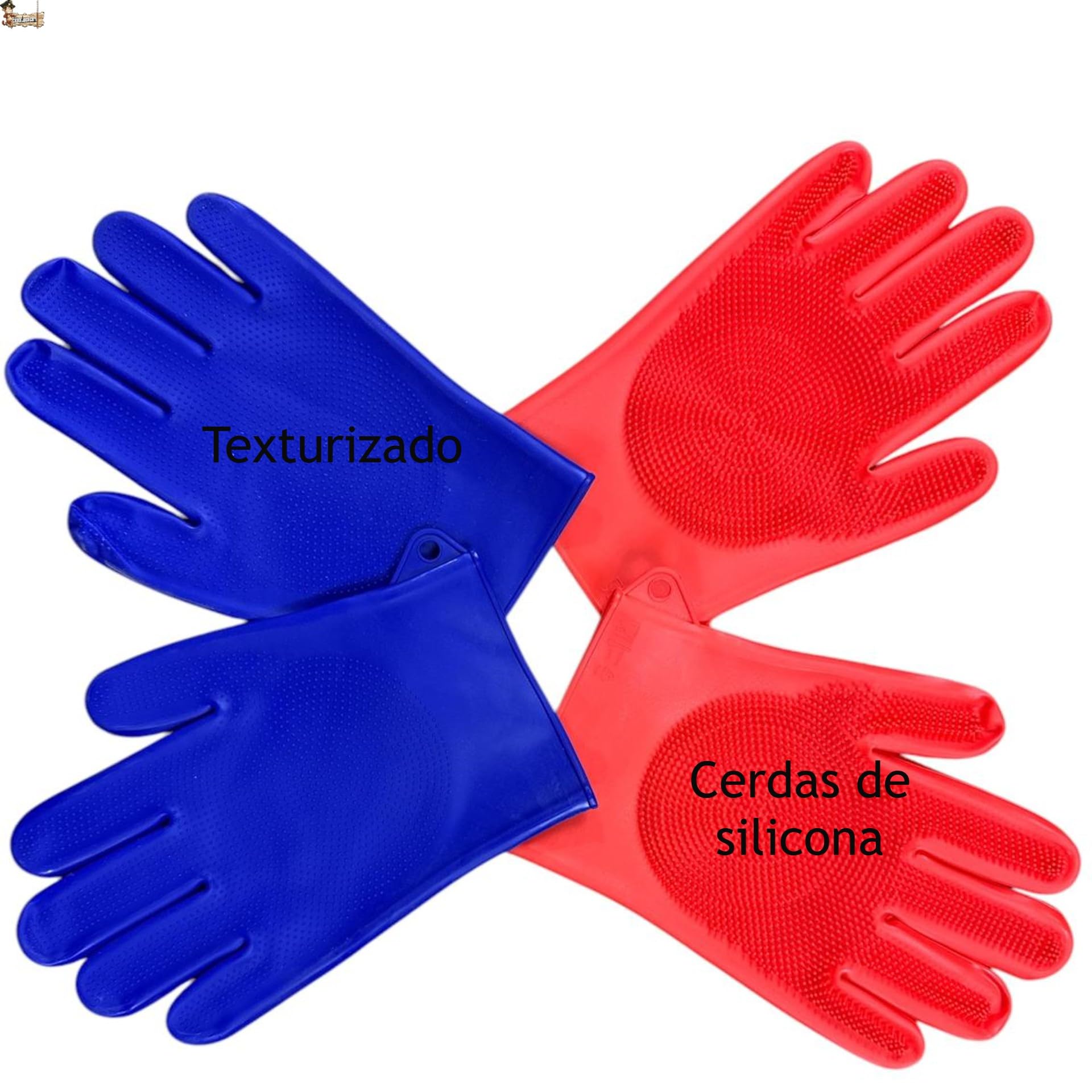BricoLoco.com Zestaw 2 par silikonowych rękawic kuchennych z palcami do piekarnika lepsze niż rękawice. Rękawice do wyjmowania rzeczy z piekarnika. 2 w 1. Odporne na ciepło i zmywanie do szorowania