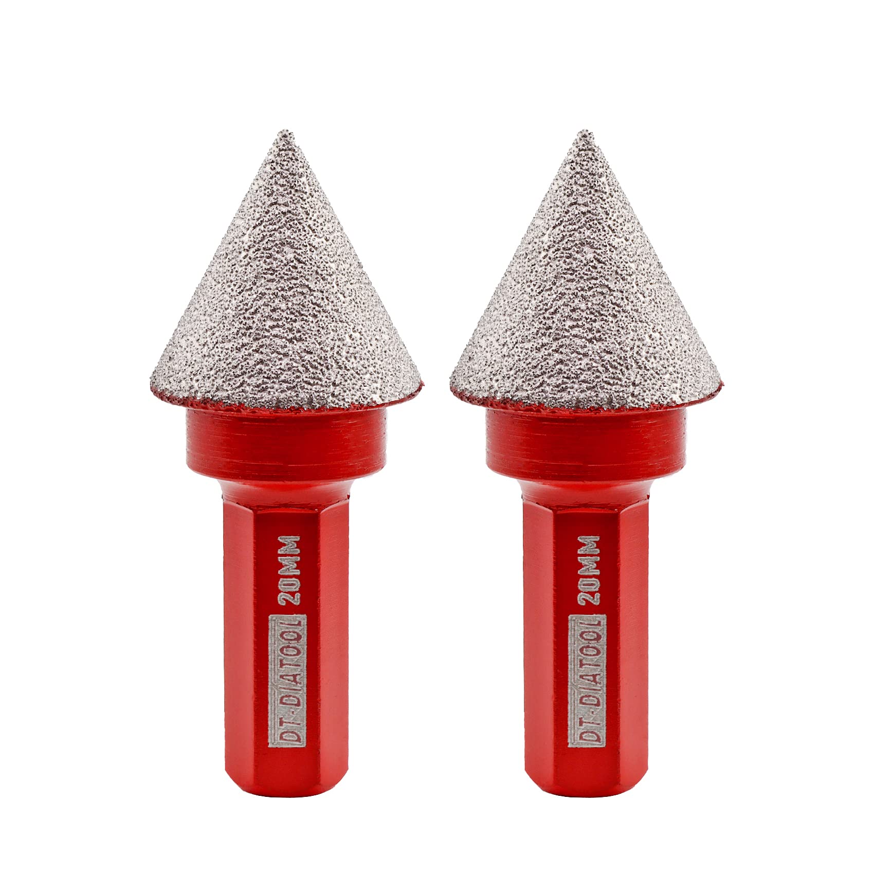 DT-DIATOOL Diamond Beveling Chamfer Bit 2PCS 20mm with Hex Shank for Tile Porcelain Ceramic Granite Marble Existing Holes Enlarging Polishing Shaping Trimming Repairing โ image 1