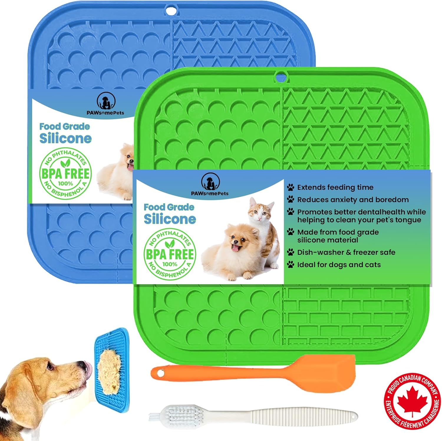 PAWSOME PET Large Lick Mat for Dog & Cat, Slow Feeder Licking Mat, Dog