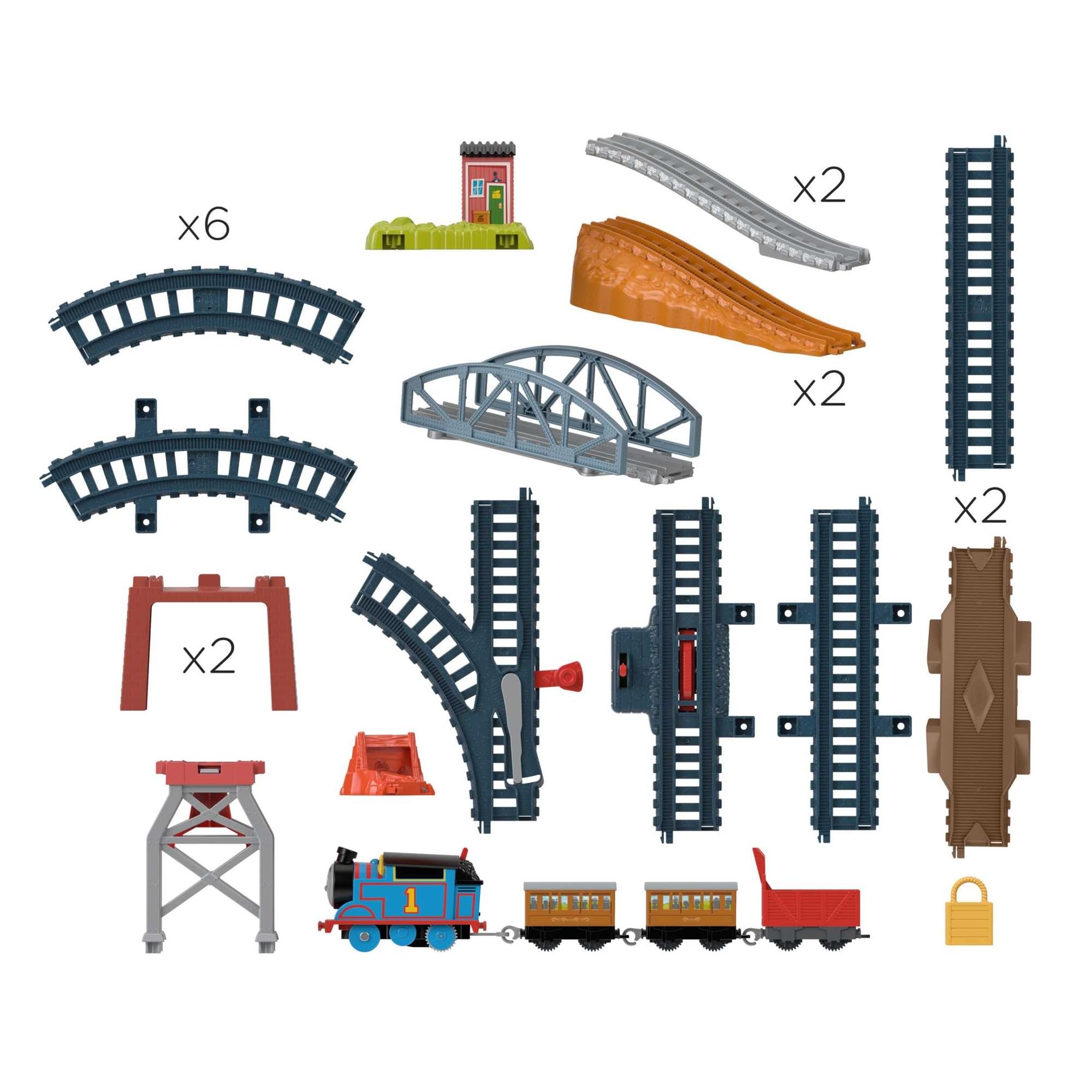 Thomas y sus amigos Set de juego 3 en 1 Pistas para coches de juguete con tren motorizado y accesorios (Mattel HGX64)