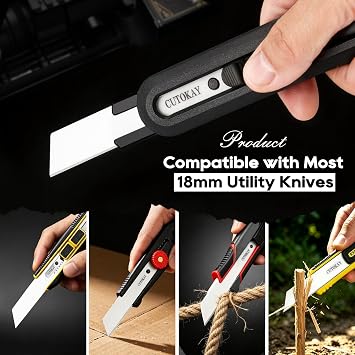 Ceramic Utility Knife Replacement Blades 18mm, 10-Pack No Snap-Off Zirconia Ceramic Box Cutter Blades, Ultra Sharp Thicker & Long Lasting, Never Rusts for Cardboard Boxes, Tape & Crafts