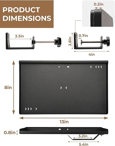 Miniatura 2 de yamagahome Estante de patas de escritorio con abrazadera, estante de extensión de escritorio de 13 x 8 pulgadas, estante debajo del escritorio o