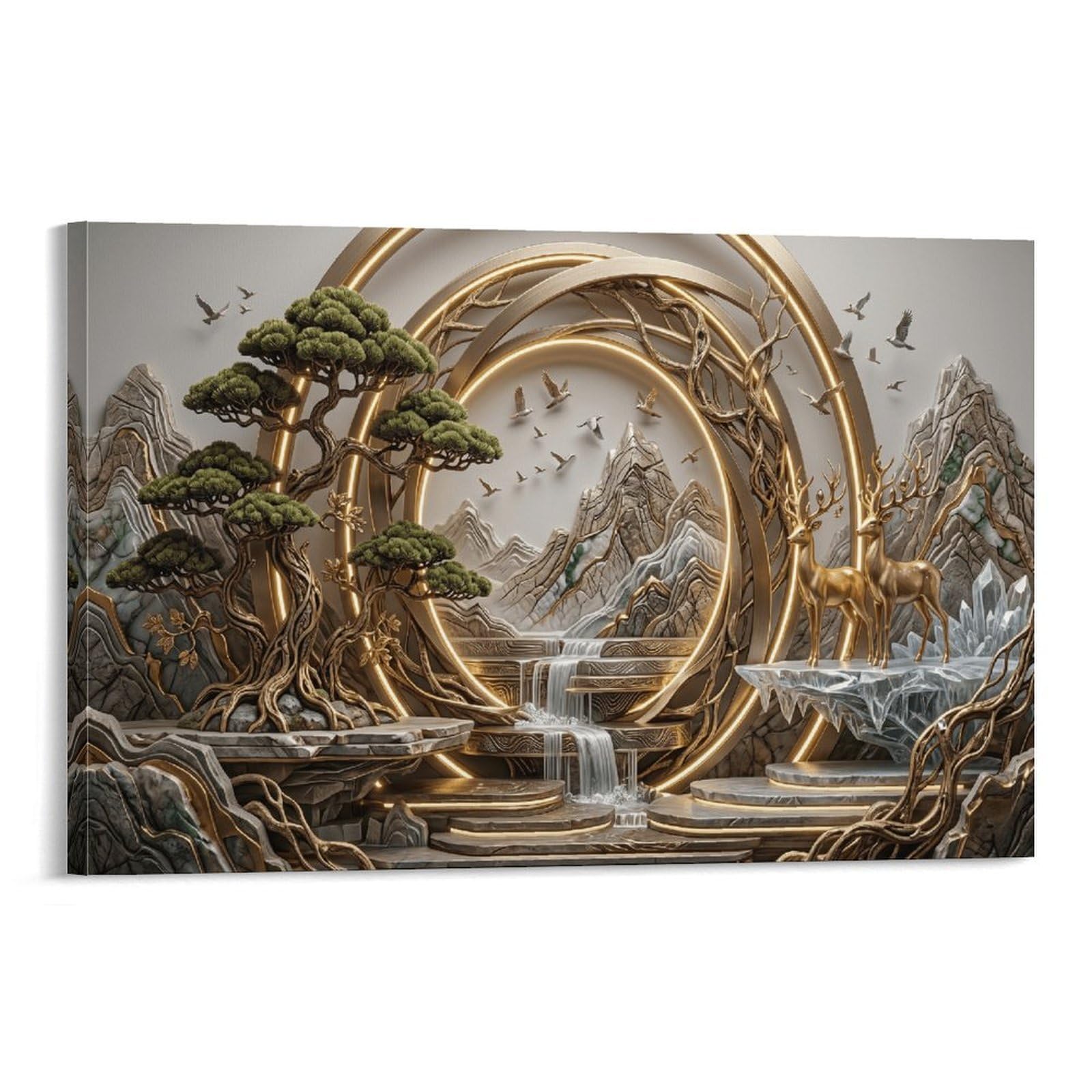 XPASHIQWC Relief Mountains Wall Decor Poster Welcome Pine Canvas Prints Picture Modern Wall Art Picture Wall Hanging for Office Gym Living Room Decor 20x30inch(50x75cm)
