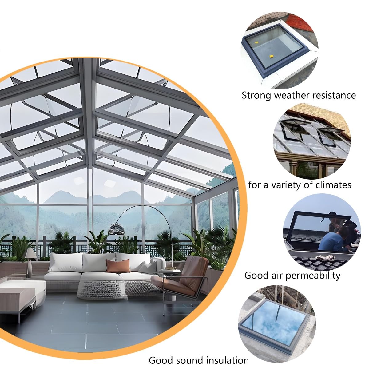 Ventanas De Techo Para Casa, Trampilla De Techo Con Vidrio Reforzado, Ventana De Aluminio Con Película Solar Y Guantes, Claraboya Personalizable Para Áticos, Solarios Y Sótanos(LxW 50x55cm/19.7x21.7in