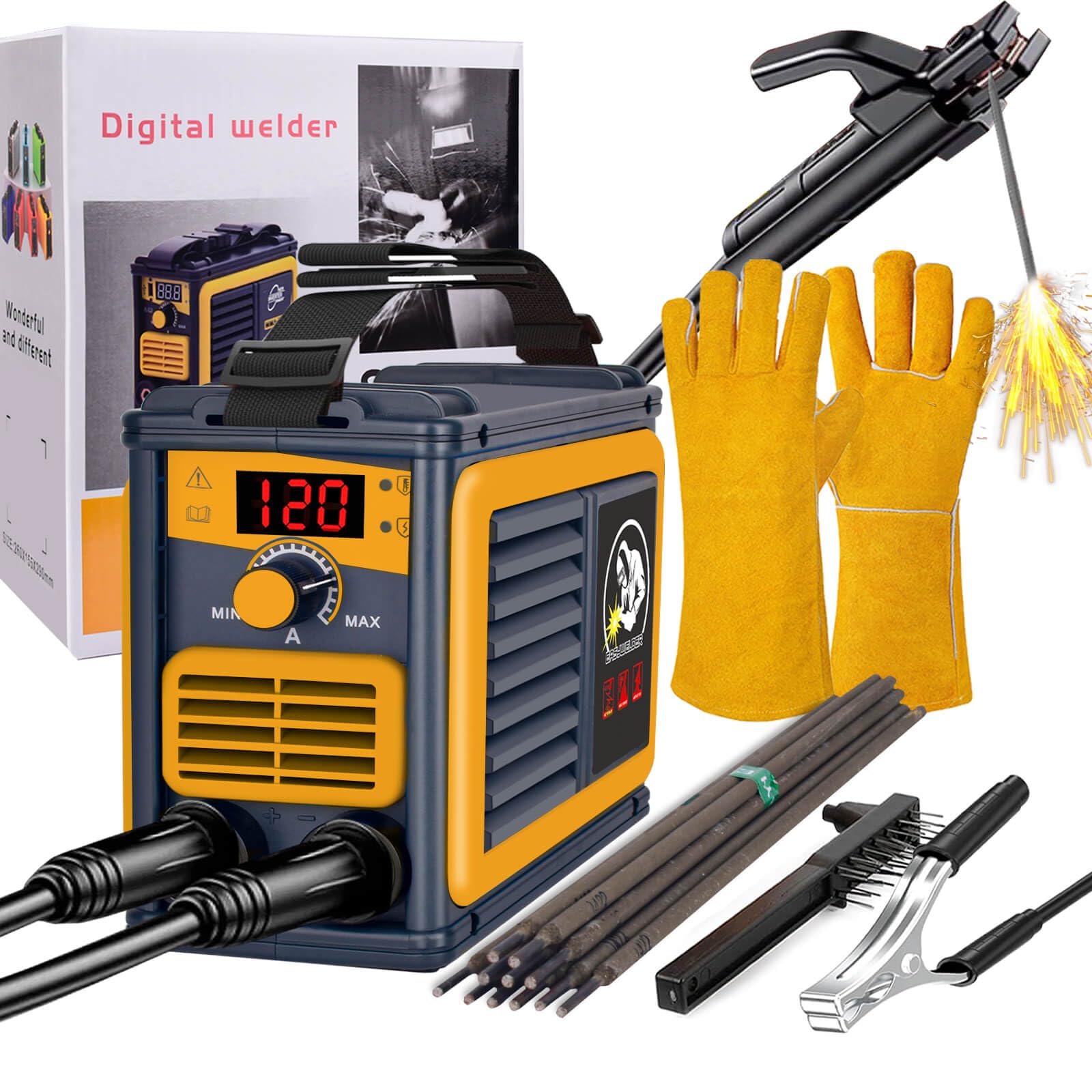 Amazon | EASYWELDER 真の電流120A 溶接機 10PCS溶接棒が付属 、IGBT 
