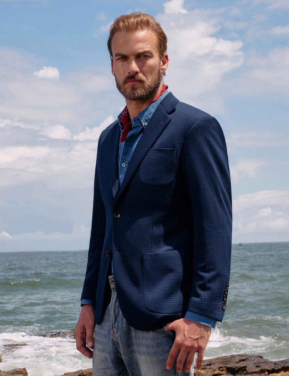 PJ PAUL JONES Mens Casual Sport Coat Blazer Two Buttons Lightweight Business Jackets