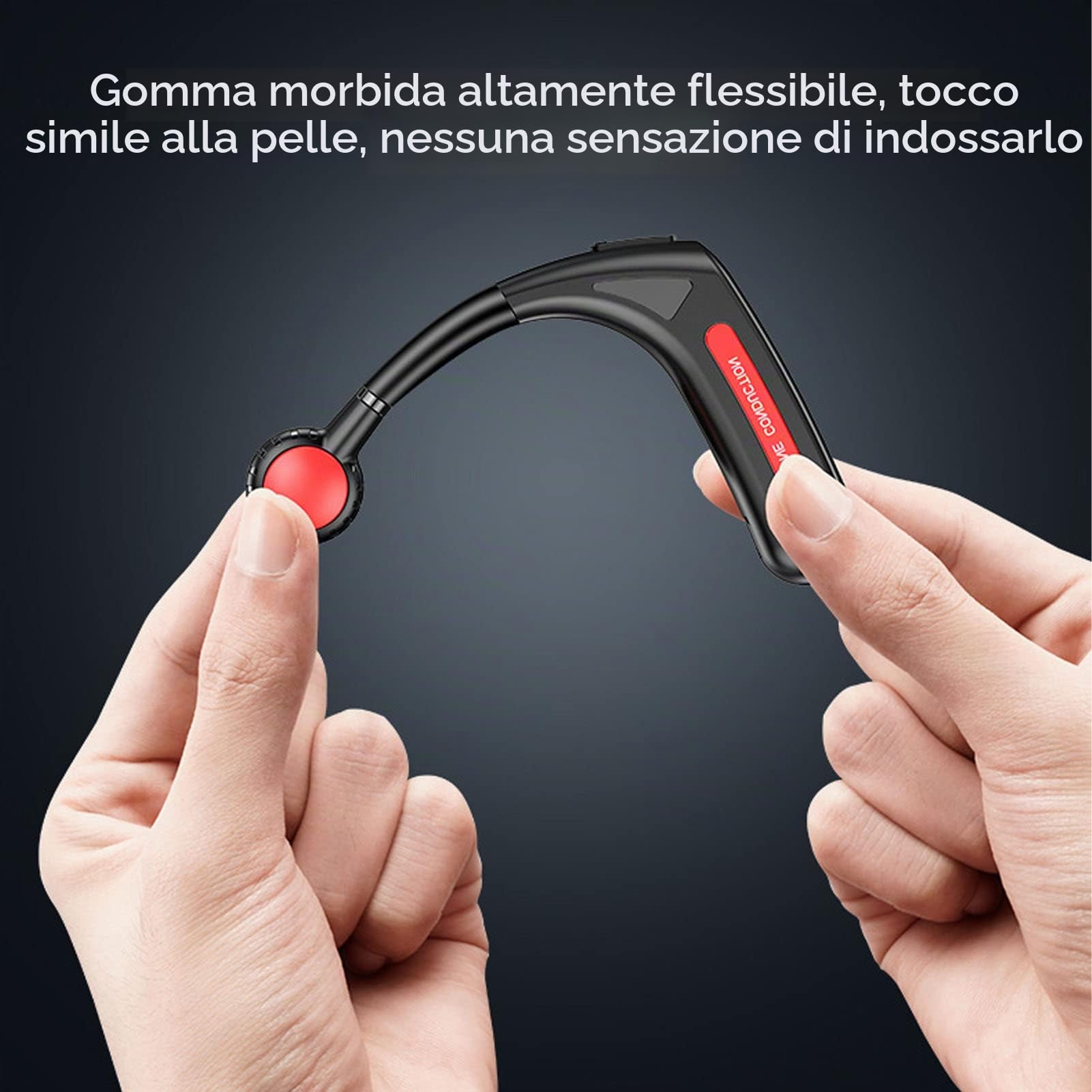 Cuffie Ad Orecchio Aperto, Auricolari Wireless Bluetooth 5.0 Singoli con Microfono e Cavo di Ricarica Cuffie Flessibili Universali a Conduzione Ossea per Allenamento, Sport, Corsa, Guida, Lavoro
