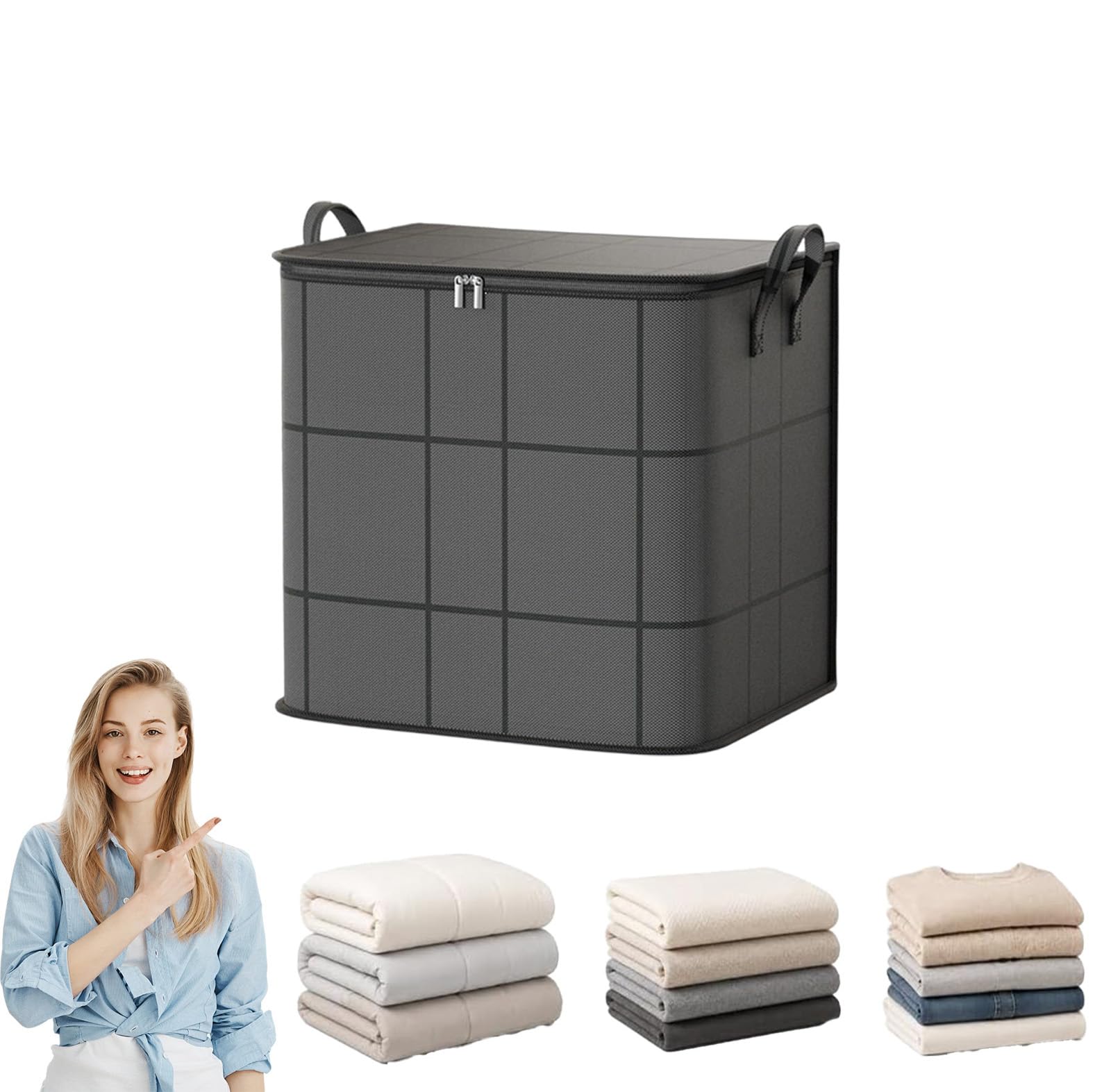 40L-180L Capacity Spacious Moving Storage Bin, Zippered Organizer (L)