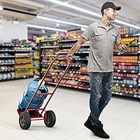 Vista 8 de Goplus Carretilla de Mano, Carretilla de Mano con Mango en P con Asa de Bucle Vertical, Ruedas de 10", Plataforma Plegable de 15" x 9", Capacidad