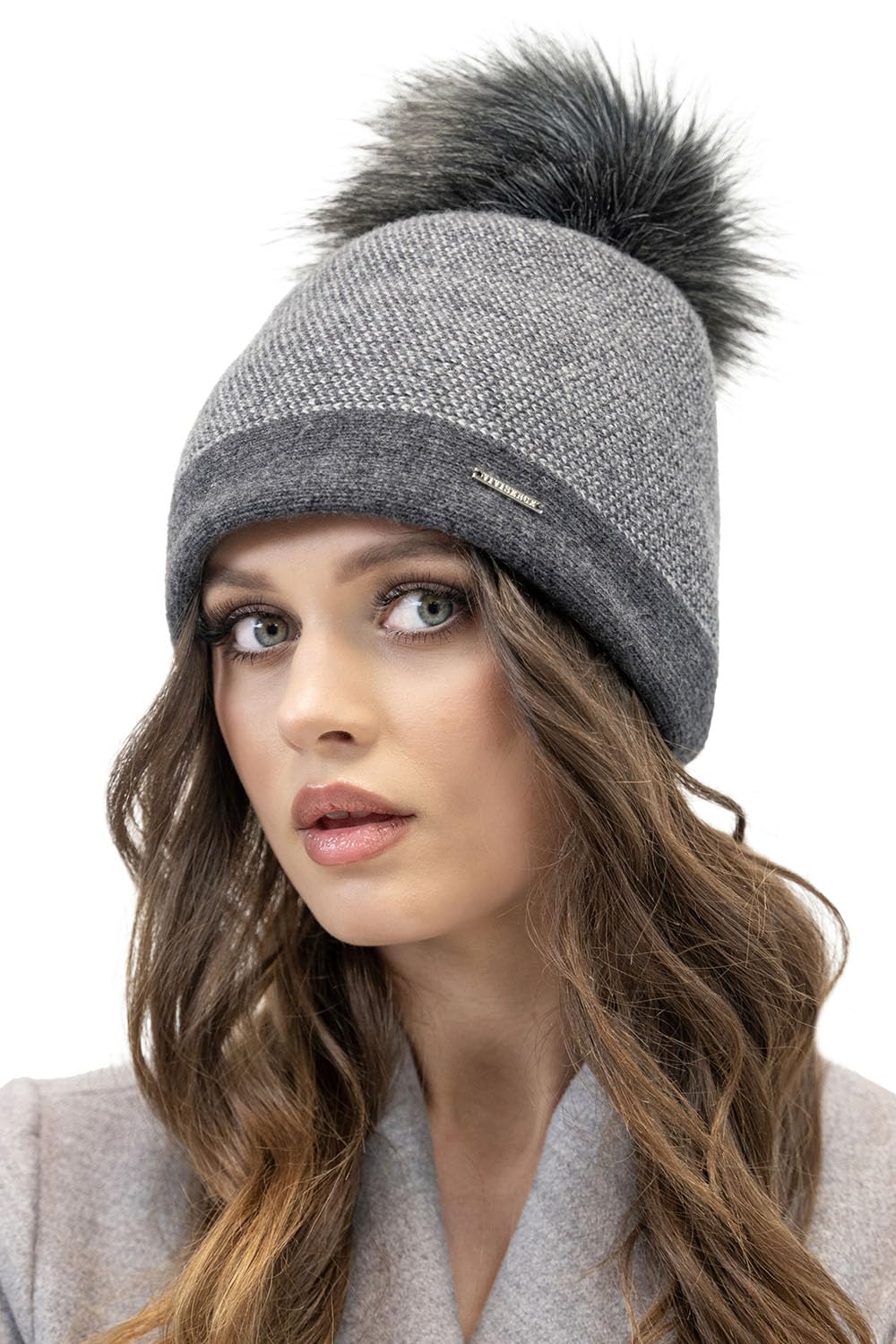 VIVISENCE Winter Mütze Für Damen Beanie Mit Bommel Strickmütze Subtilem Pepitamuster Perfekte Passform Herbst Gemütlich Ideal Für Kalte Wintertage Und Outdoor-Aktivitäten Modell 7095
