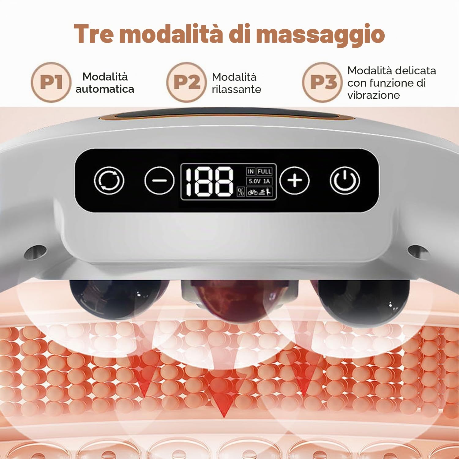 Massaggiatore addominale elettrico per appiattire la pancia, strumento per impastare la pancia con 3 modalità di massaggio, potenza visualizzata, sollievo dal dolore per schiena, collo e gambe