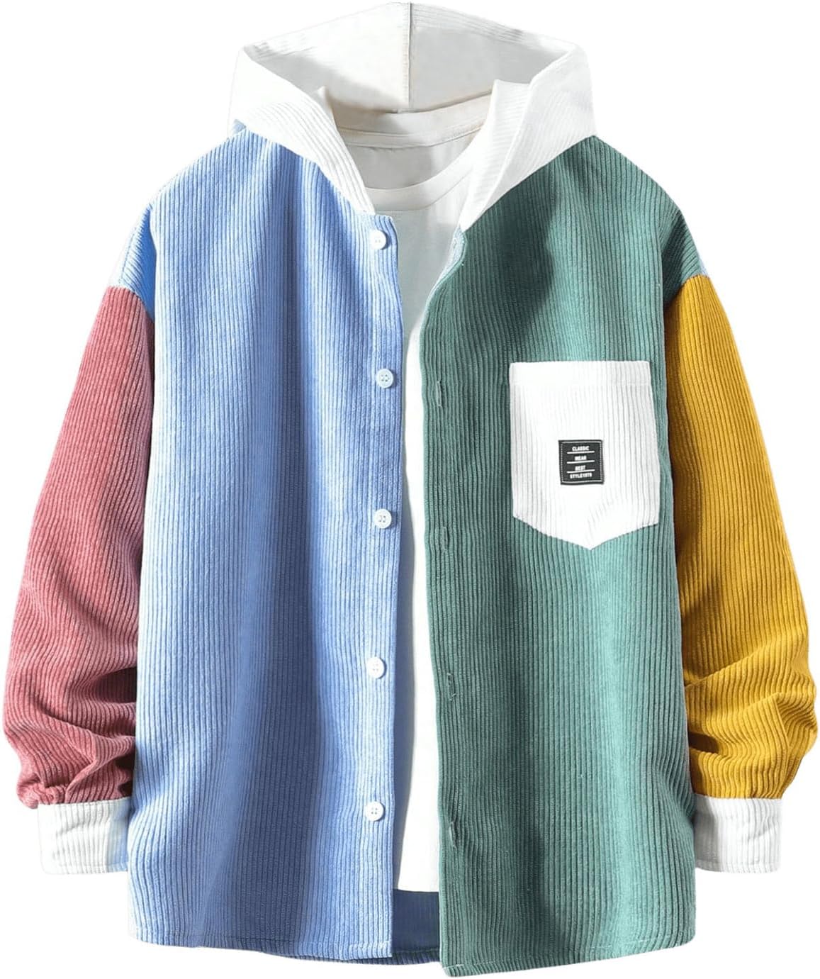Verdusa Boy's Color Block Hooded Corduroy Jackets Kuwait Ubuy