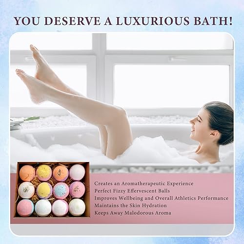 Miniatura 8 de Beautifier Life Juego de regalo de bombas de baño de aceite de cáñamo con 6 aromas relajantes hechos de aceite esencial puro para baño de burbujas y