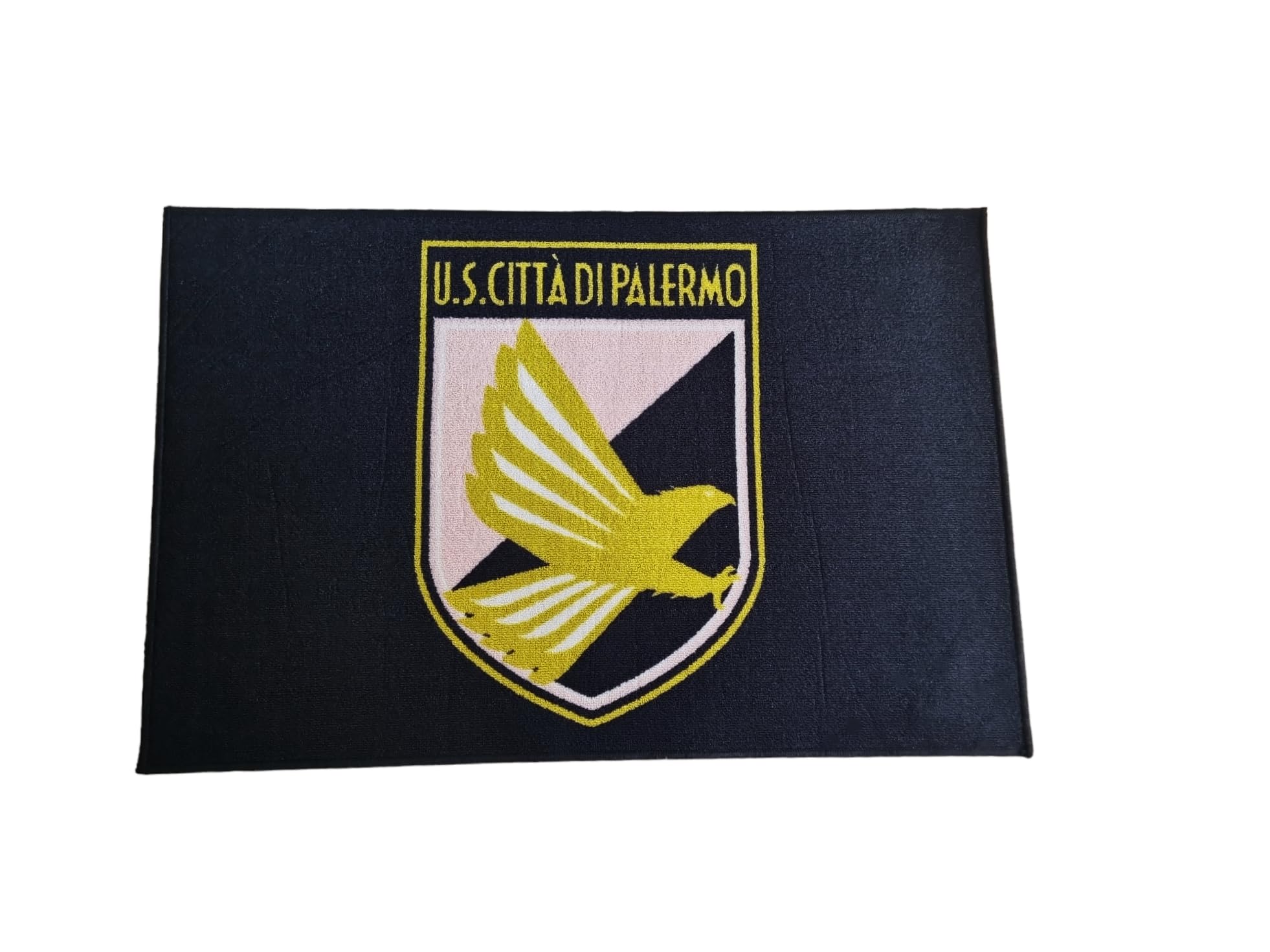 Tappeto scendiletto rettangolare compatibile con Palermo Calcio Nero 80 x 120 cm