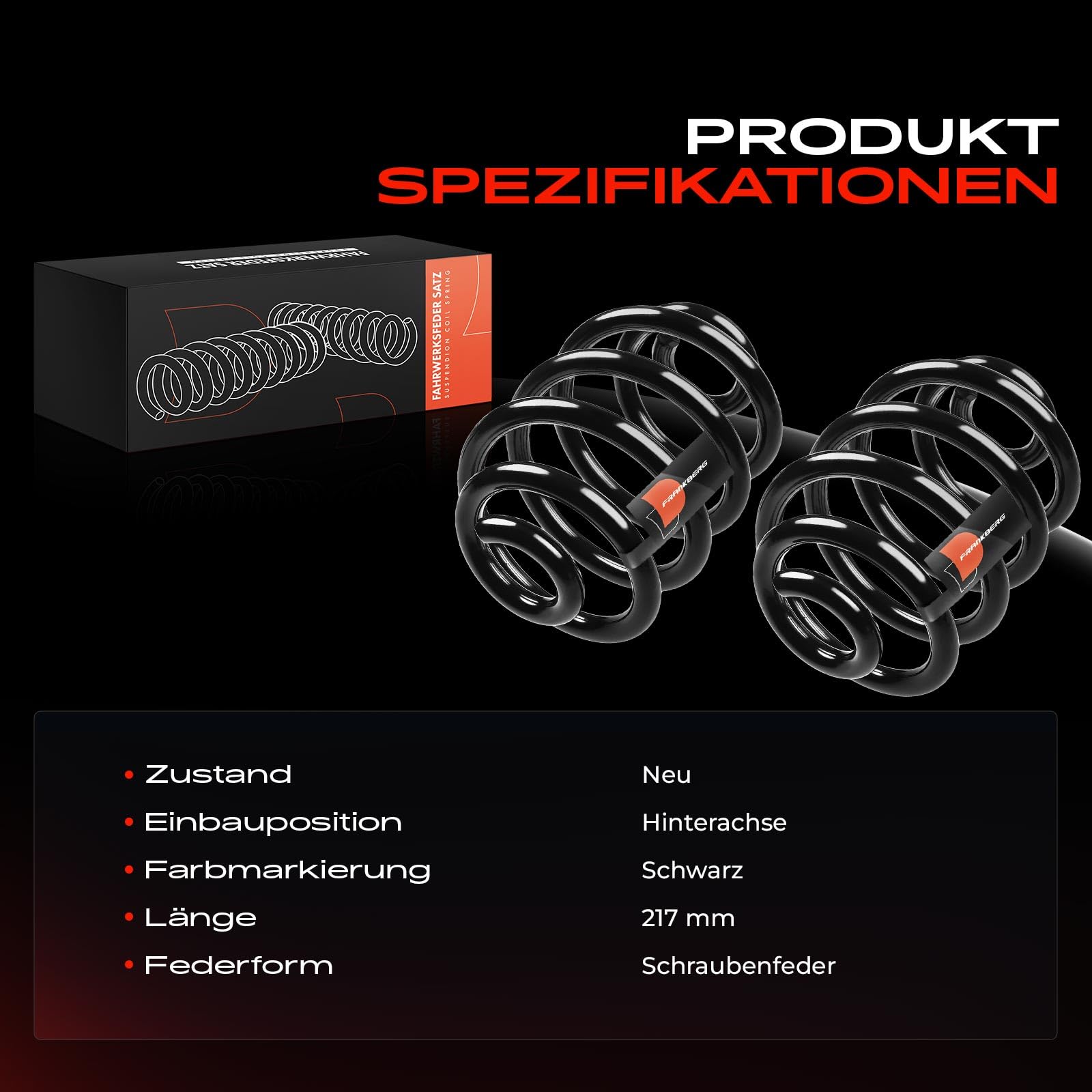 Frankberg muelles de suspensión para eje trasero 33539070126 | Compatible con: Z3 R.o.a.d.s.t.e.r E36, Z3 Coupé E36