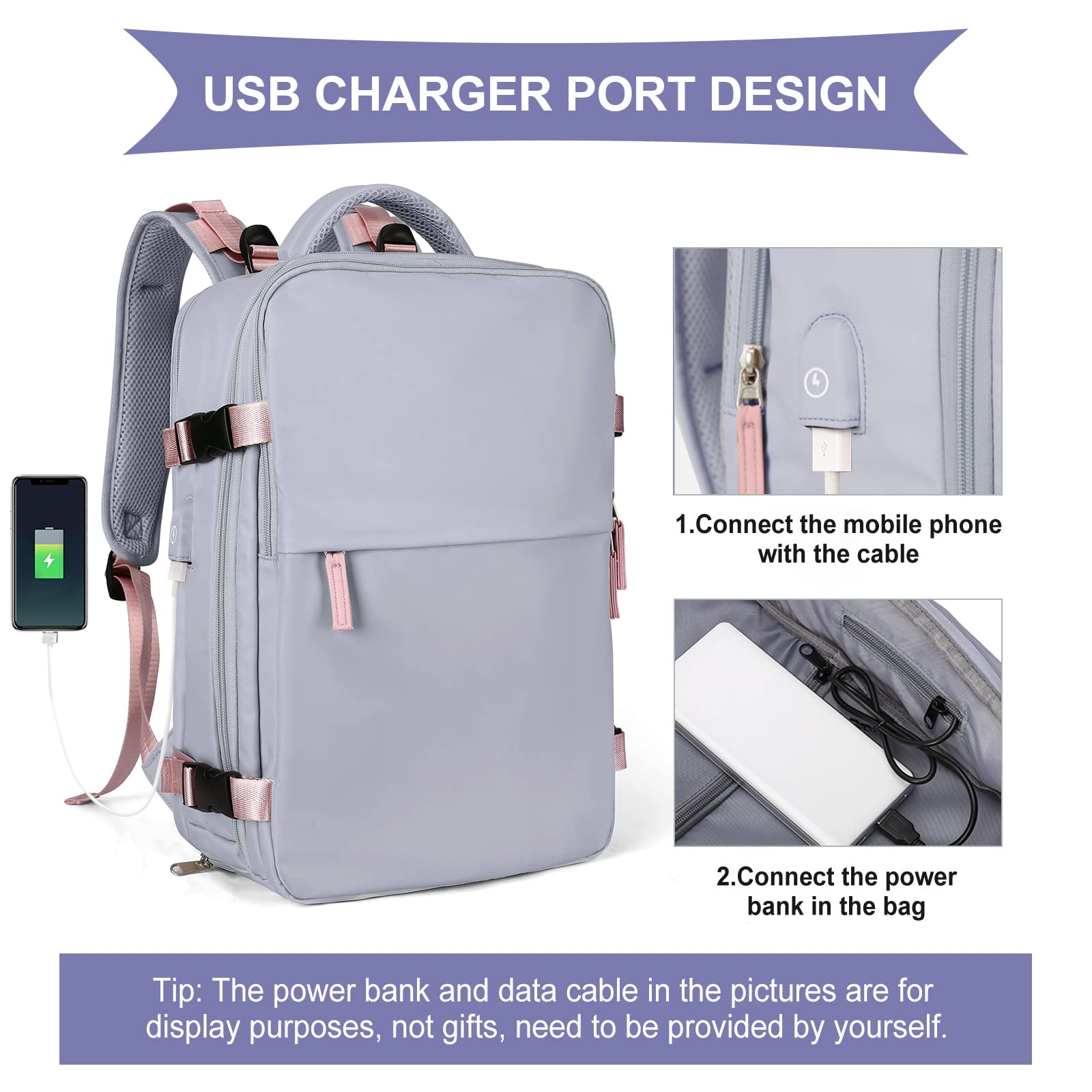 BJLFS Borse da Cabina per Ryanair 40x20x25 Bagaglio a Mano Zaino Borsa Zaino da Viaggio, Zaino da trekking,Zaino Easyjet 45x36x20,Zaino Casual per laptop da 14 pollici per scuola