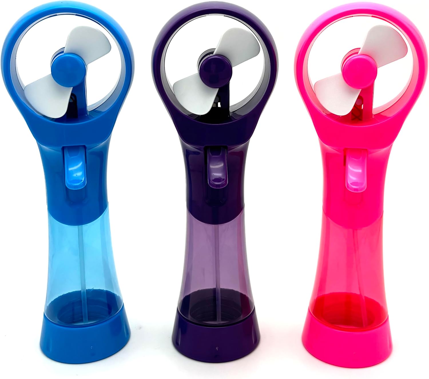 Water Misting Fan Portable Handheld Battery Powered Outdoor Cooling Spray Fans - 3 Pack (Blue/Purple/Pink)