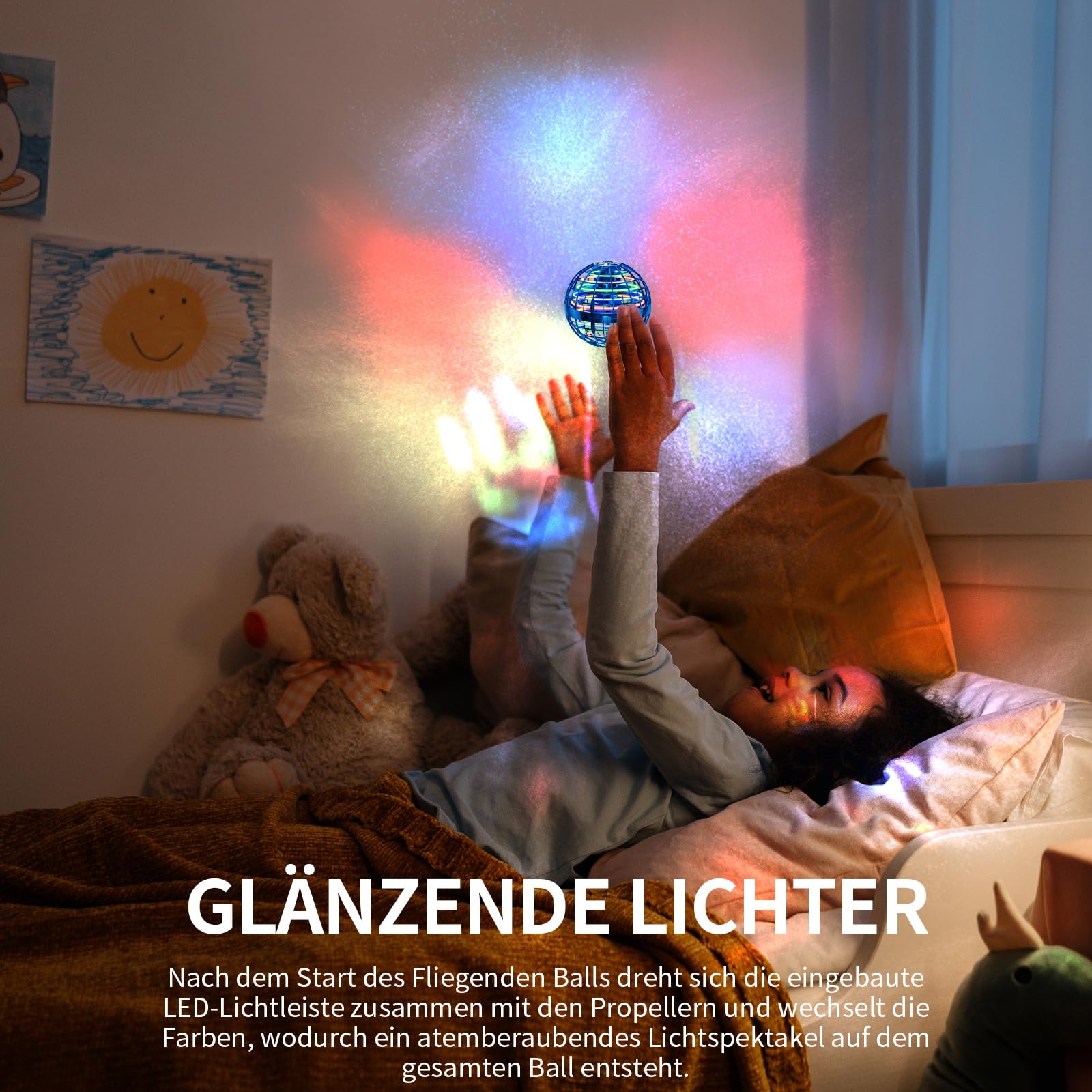 Ivtivfu Fliegender Ball Spielzeug (Blau, Verbessert): LED Hover Orb, Boomerang Ball, Flying Toys für Mädchen und Junge, Geschenk für Kinder ab 6, 7, 8, 9, 10, 11, 12 Jahre