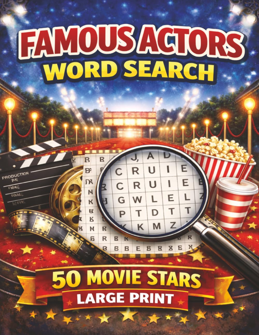 Famous Actors Word Search: 50 Themed Word Searches Covering Hollywood Legends and Their Filmography! Featuring Iconic Stars and 450 Movie Titles!