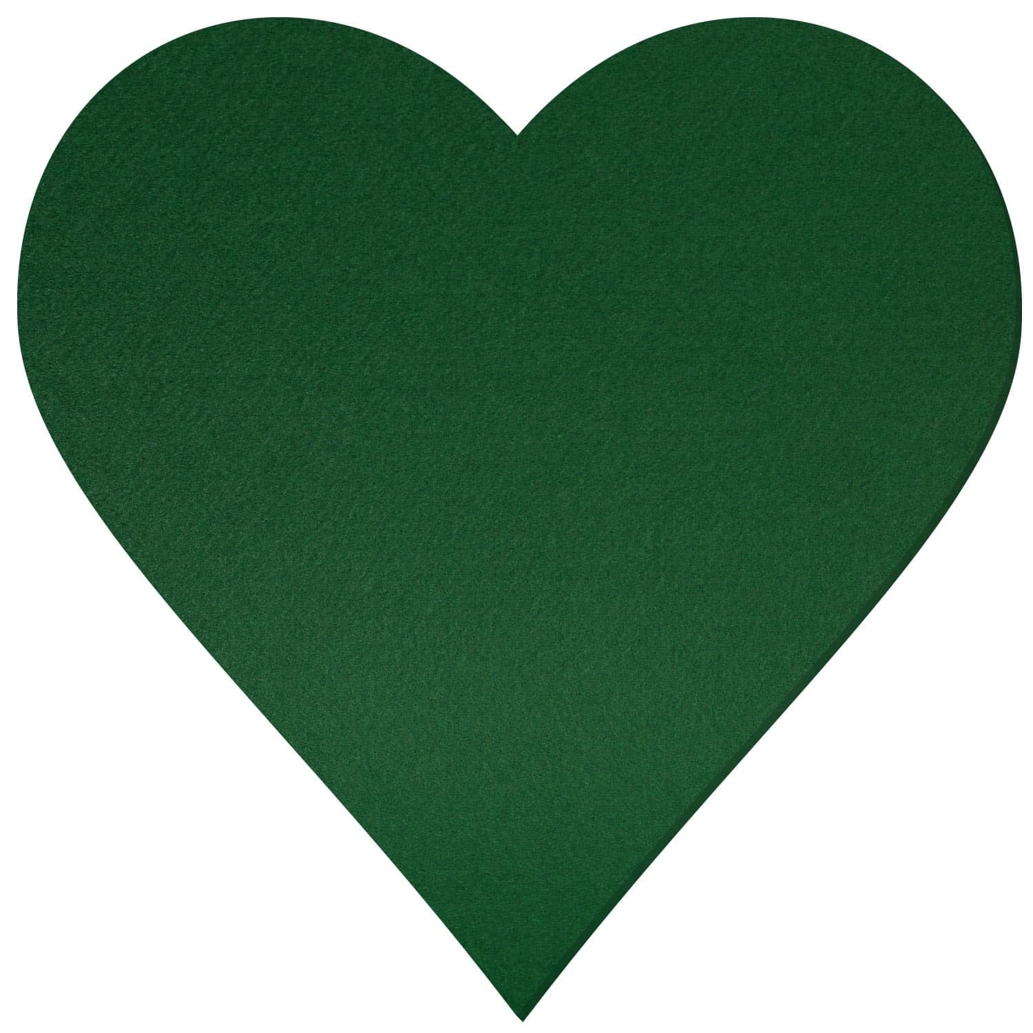 Corazón de fieltro verde oscuro – Decoración para manualidades 3 – 60 cm, paquete con:10 unidades, altura x ancho: 60 x 60 cm