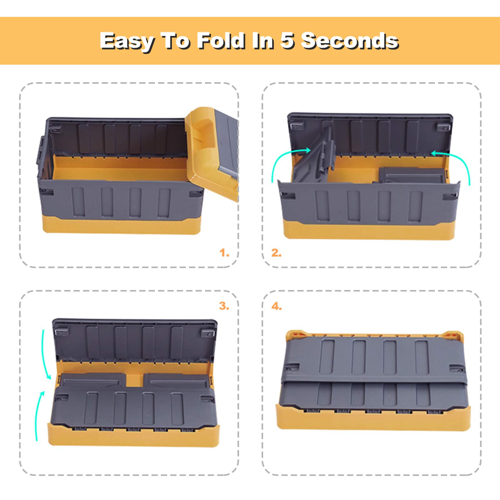 Ergocar Kofferraum Organizer Aufbewahrungstasche Mit wasserdichter PVC-Tasche Aufbewahrungskiste 3 mal Größe Faltbar Auto Kofferraum-Tasche für Auto/LKW/SUV (Black, 40L)