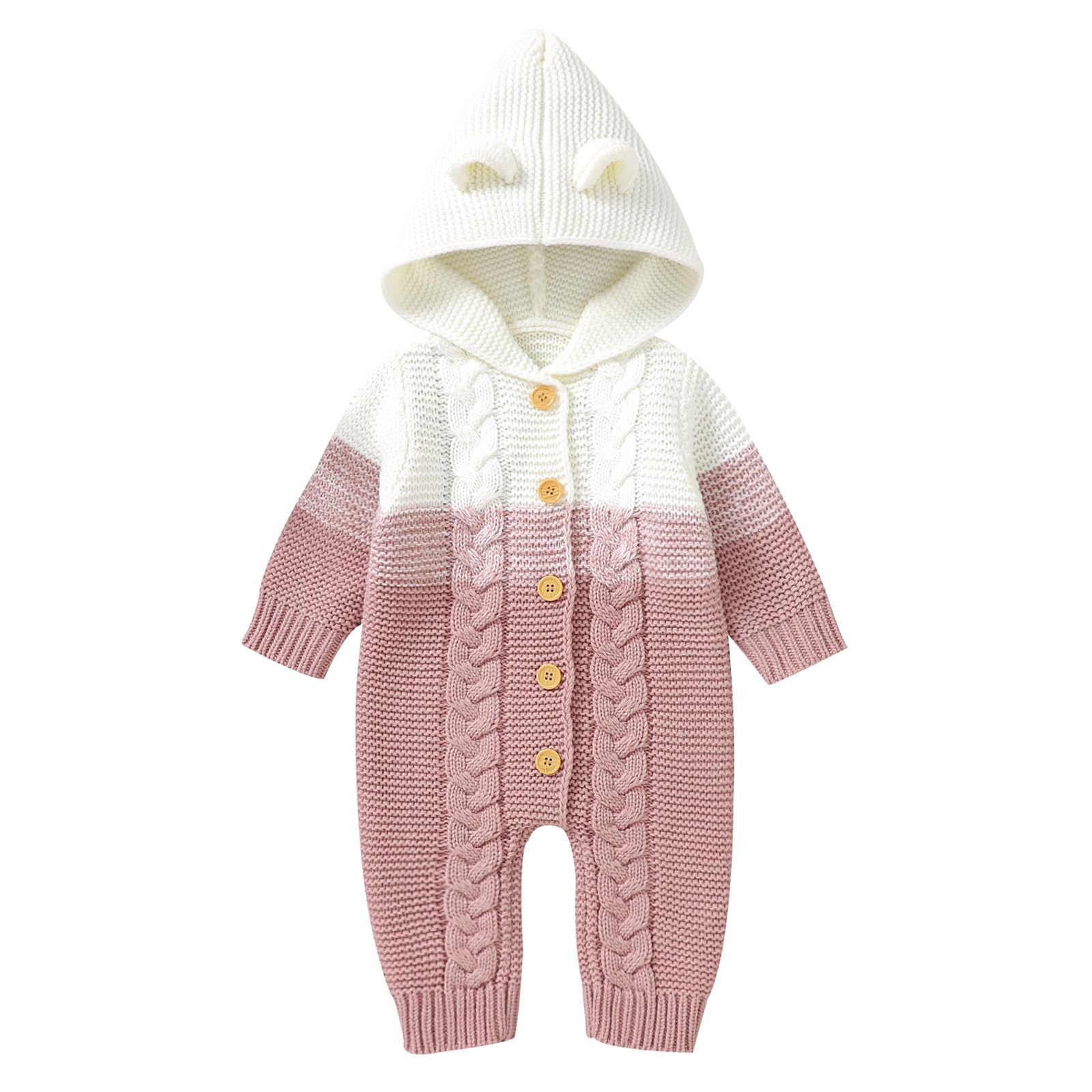 Odizli Vêtements pour nouveau-né fille garçon à manches longues tricoté à capuche grenouillère automne hiver vêtements pour bébé