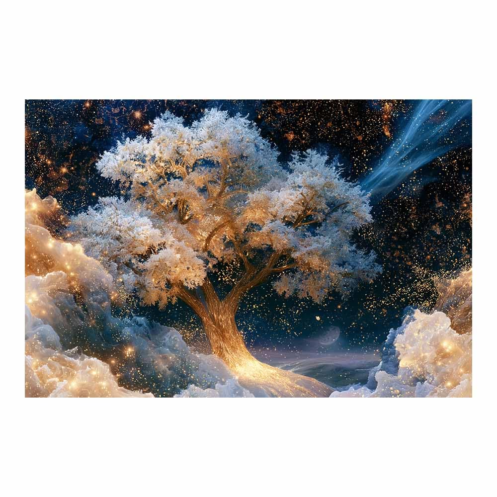 PUQAAEO Tree Of Life canvas Wall art Pastel Blue Foliage Abstract Colorful Tree Canvas Printing,Aesthetic Wall Art,For Living Room, Bedroom,Office(Multicolor)-80x120cm Unframed