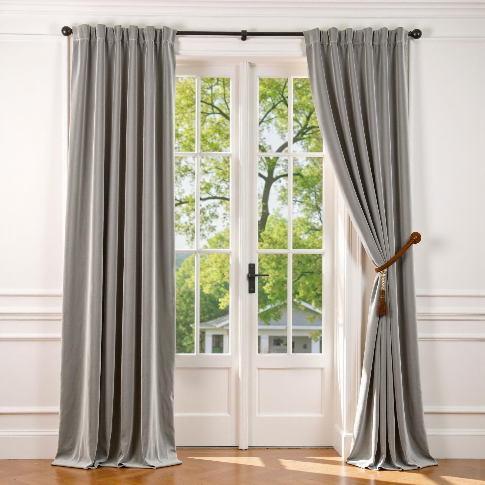 Lazzzy Blackout Velvet Curtains - 2 Panel Sets, Soft Luxury Living Room Curtains, 96 Inch Long, Thermal Insulated, Darkening Window Treatments, Privacy Drapes, Light Gray โ image 1