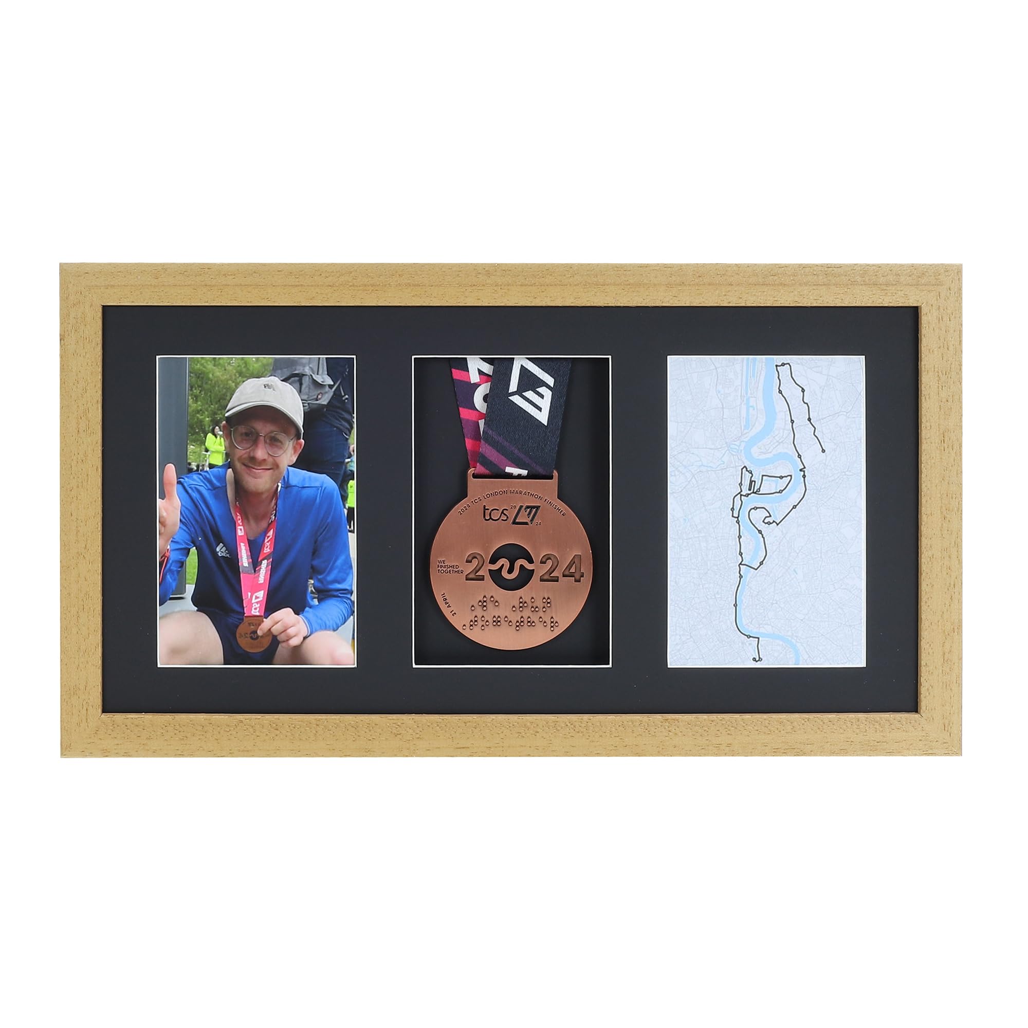 Medal display Frame with Apertures for Bib and Photo. Handmade. Perfect for Runners, Swimmers, Cyclists, Athletes | Marathon Medals