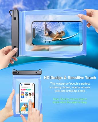 2Pcs Large Waterproof Phone Pouch, Floating Dry Bag for iPhone 14 13 12 11 Pro Max Galaxy S22 S21 Large Capacity Waterproof Bag Sunscreen Glasses Storage Universal Dry Pouch for Swimming Boating