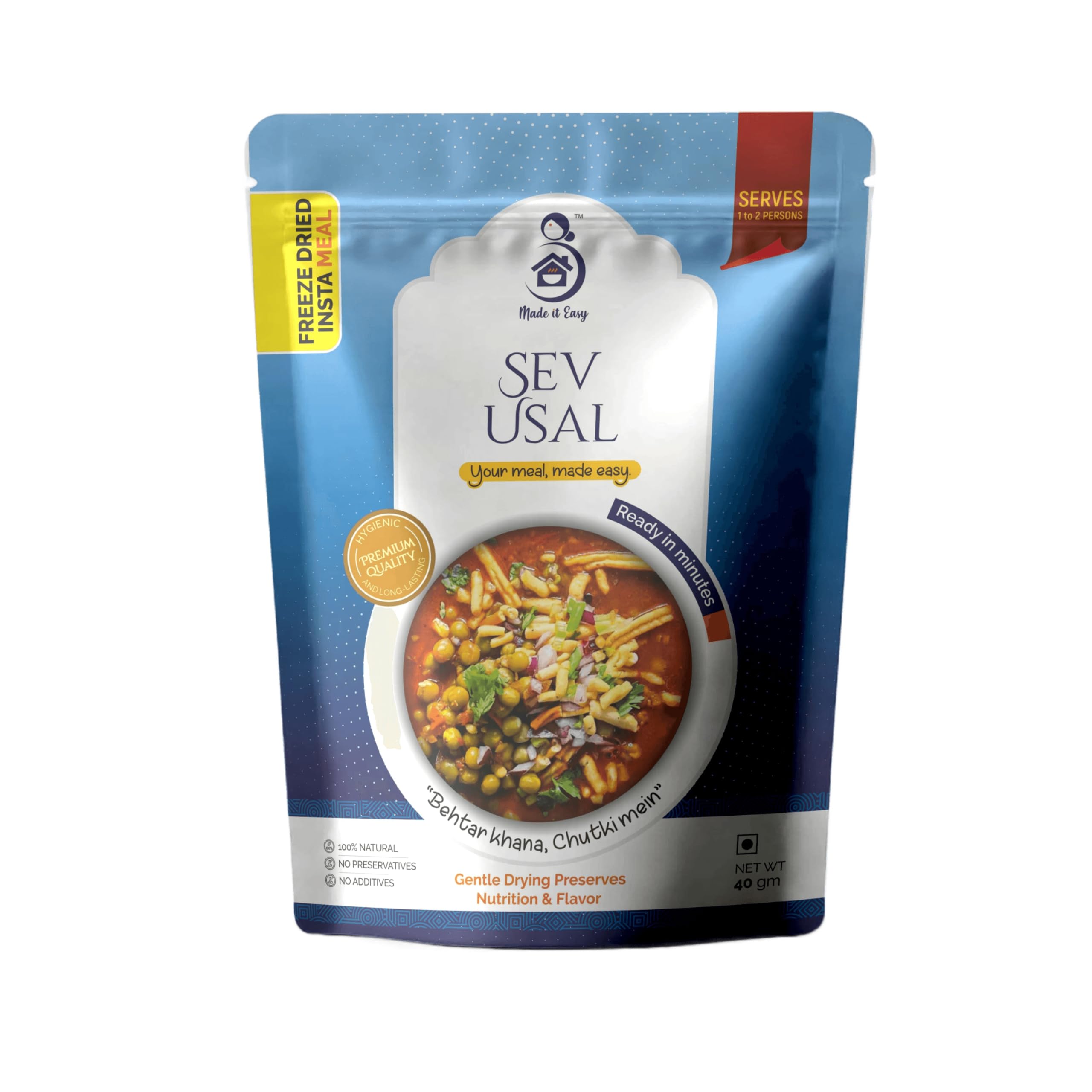Made it Easy Sev Usal Ready Meal | Freeze Dried Indian Snack Meal | Instant Ready-to-Eat Meal | Rich Flavour & Aromatic Spices | Just Add Hot Water | No Palm Oil | No Preservatives-image-35