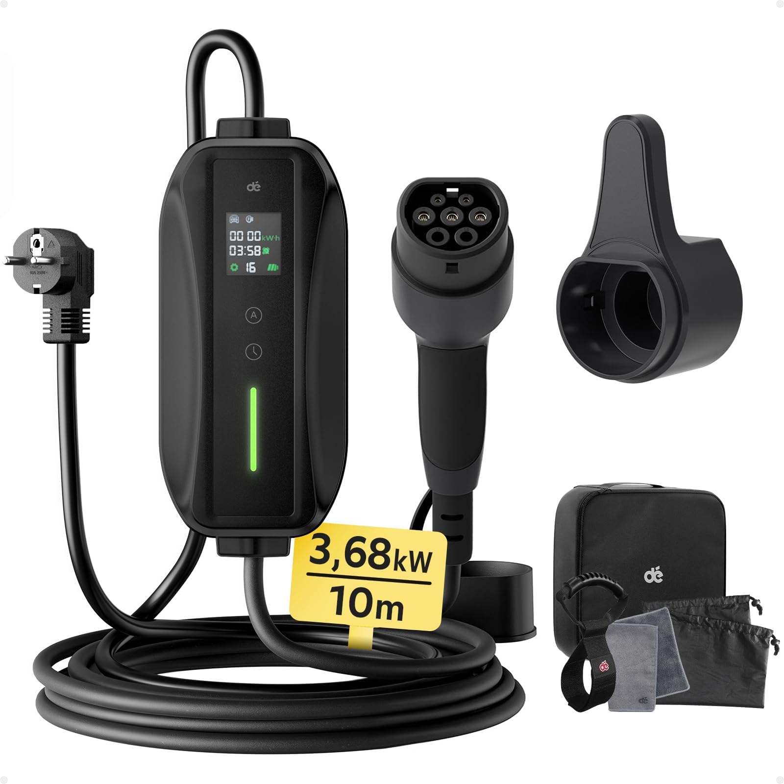 Chargeur Réglable 6-16a Chargeur Voiture Electrique EVDANCE 3.68KW - Type 2 Portable - Réglable 6-16A Avec Timer Chargeur Avec Timer Delay
