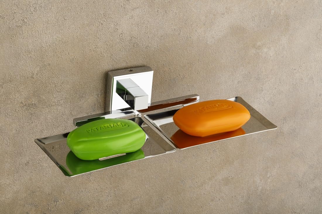 Well Set Stainless Steel Chrome Finish Square Double Soap Dish Holder for Bathroom Soap Case/Soap Stand for Kitchen, Bathroom Accessories (B0CG6NLMRM) Amazon Price History, Amazon Price Tracker
