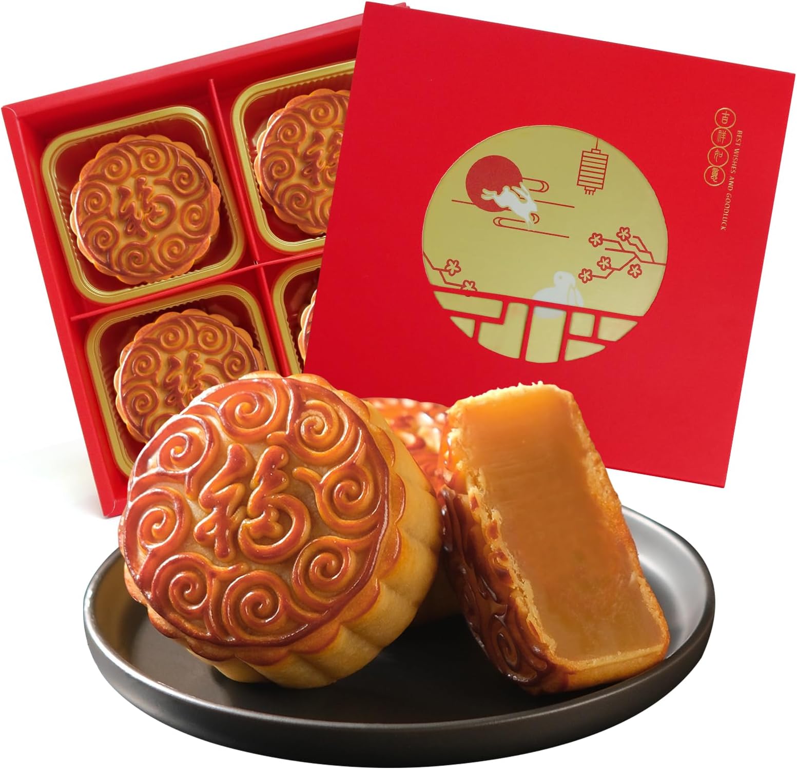 KWOLYKIM ่ฎ่ๅณๆ้ค
Lotus Seed Paste Flavor Mooncake Moon Mid-Autumn Festival Cantonese Style Moon Cake 4pcs 16.94oz