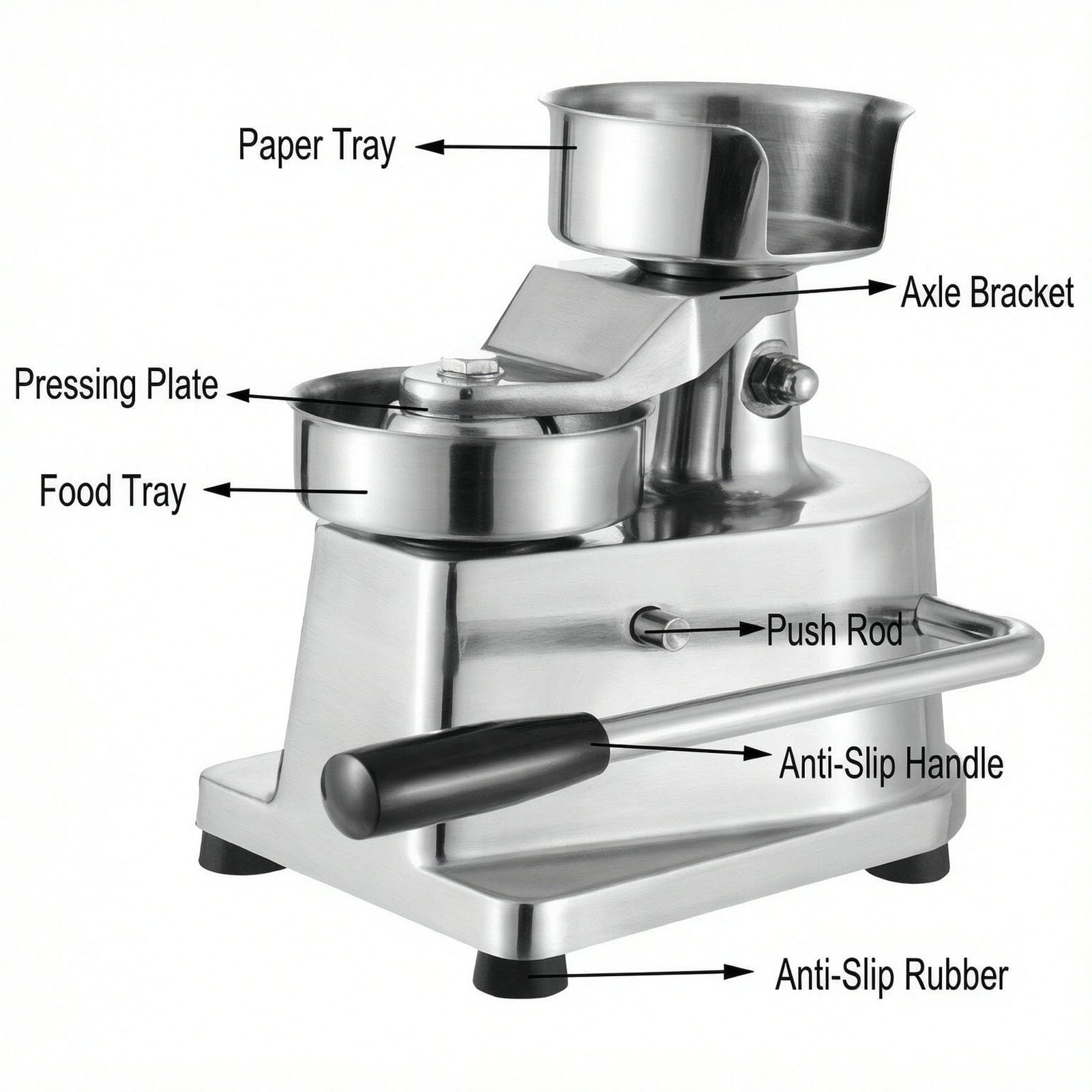 Runde Burgerpresse Manuell, Patty-Former mit Edelstahlteilen für Gartengrill, Street Food, Catering und kleine Gastronomiebetriebe,Pressing ⌀130mm